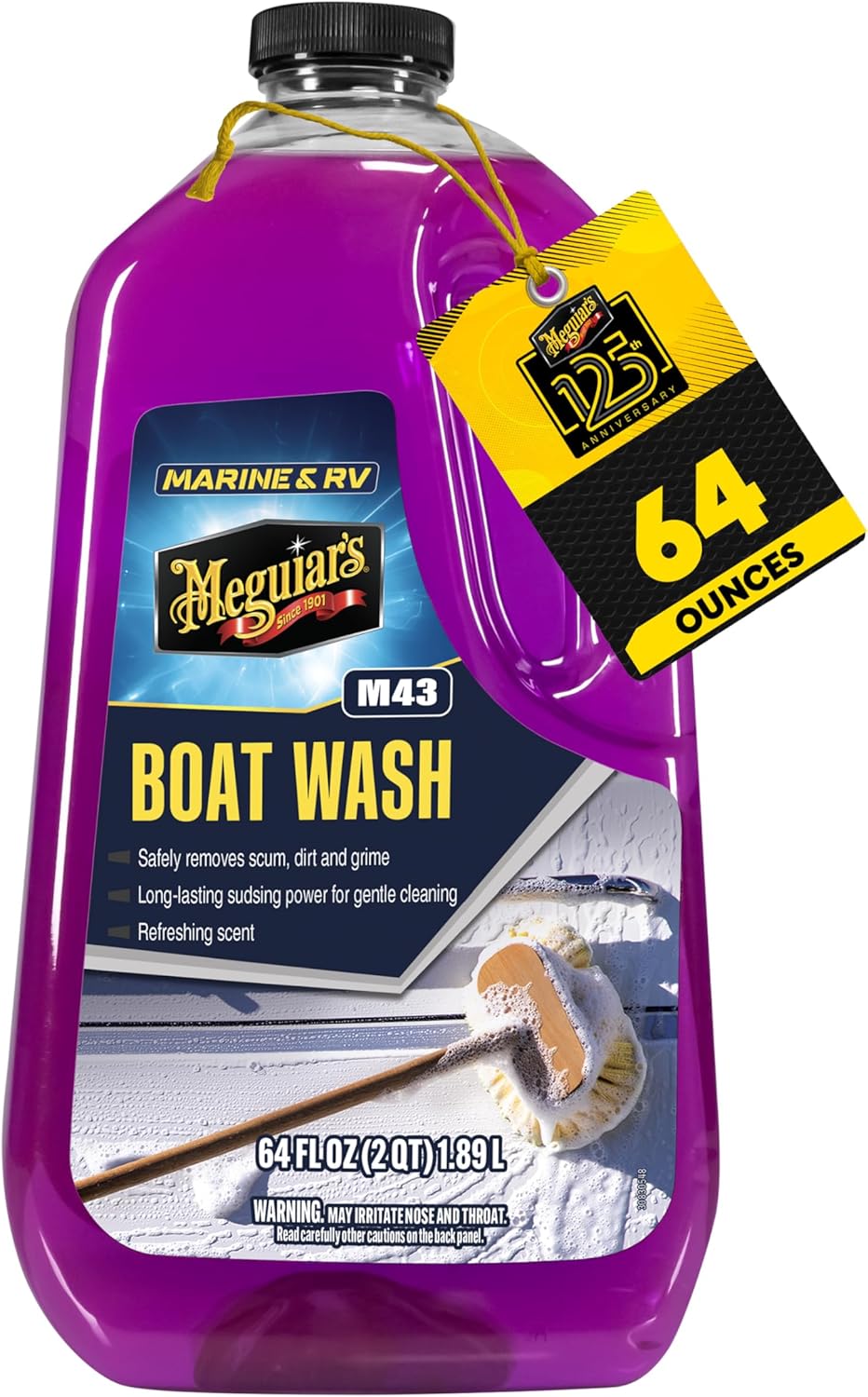 Meguiar's M43 Marine/RV Boat Wash, pH-Balanced Boat/RV Wash for Protecting Fiberglass and Gel Coat, Streak-Free Shine that Keeps Surfaces Clean and Protected, 64 Oz