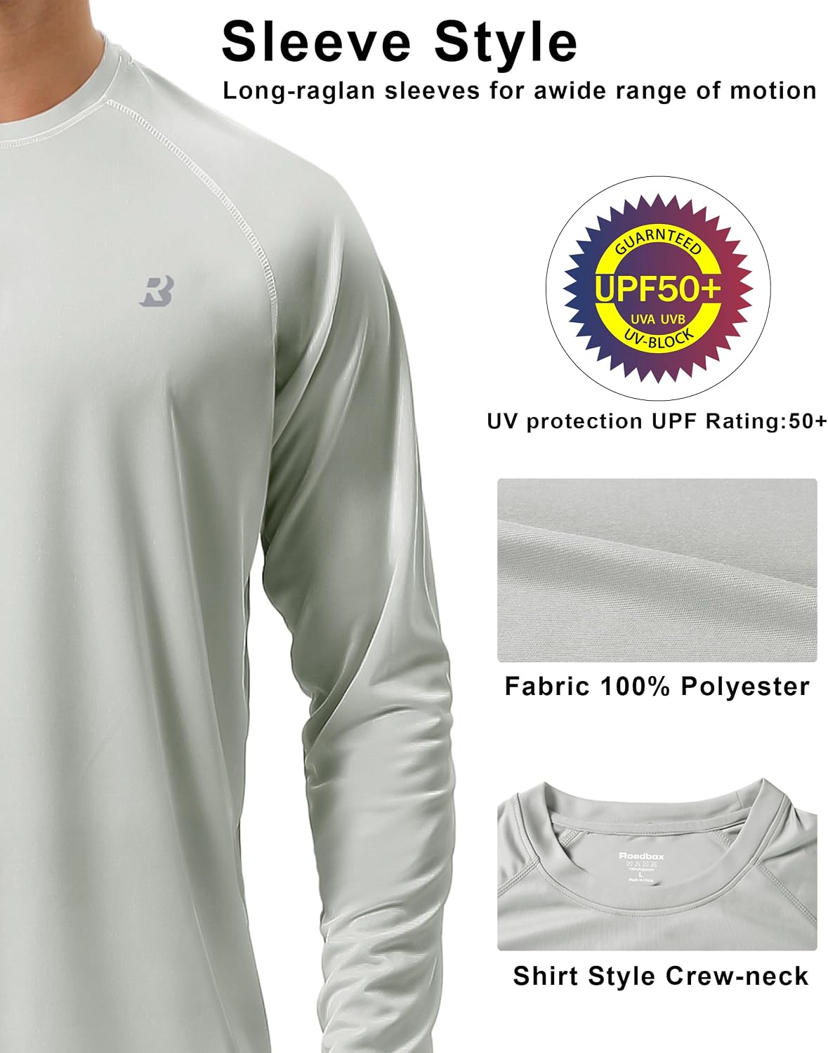 Roadbox Mens UPF 50+ UV Sun Protection Shirts Outdoor Long Sleeve SPF Rash Guard for Fishing Hiking Swimming Running - Image 4