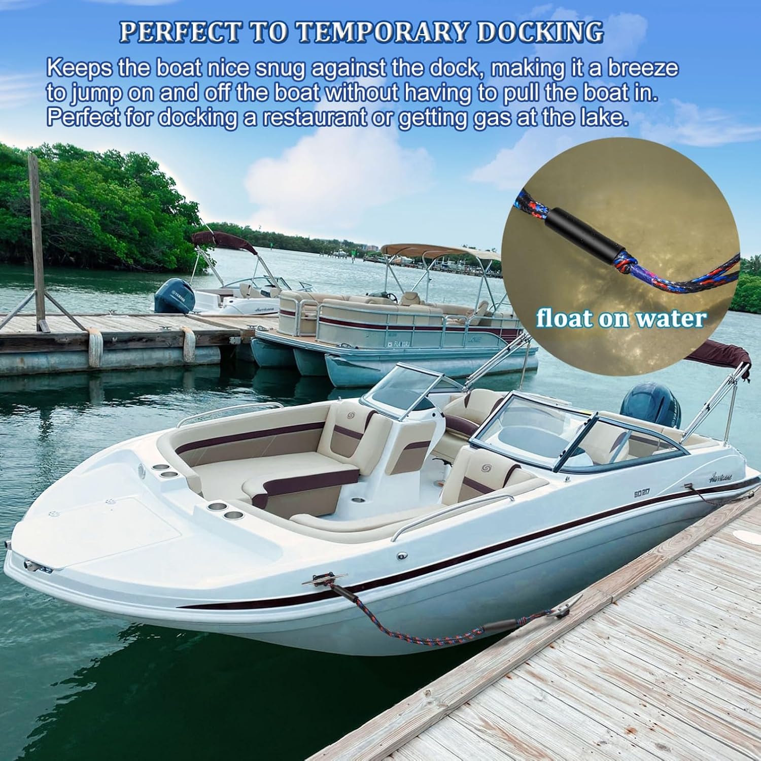 Bungee Dock Lines for Boats, Quick Connect No Knots, Shock Absorbing Mooring Lines, Boating Gifts for Men, Boat Accessories for Pontoon, Bass Boat, Jet Ski - Image 7
