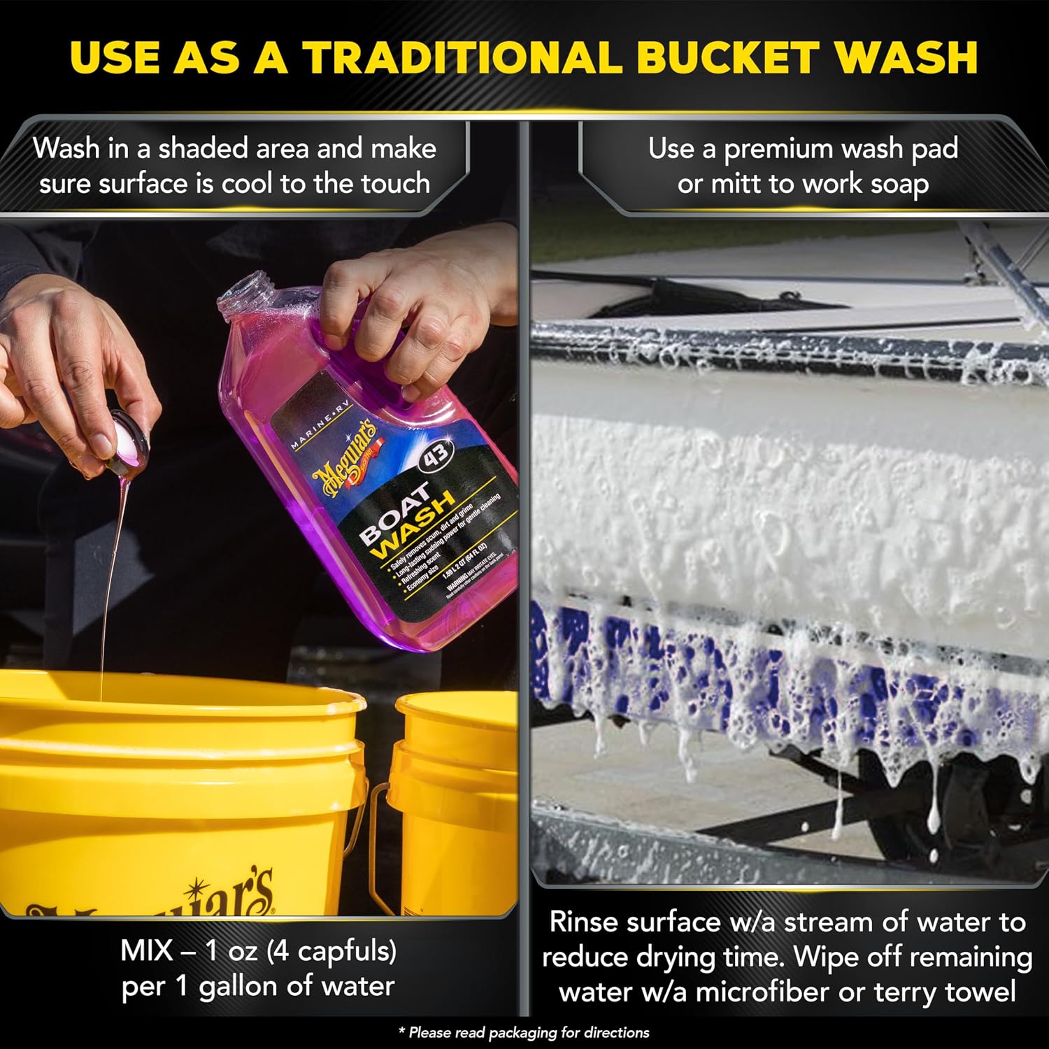 Meguiar's M43 Marine/RV Boat Wash, pH-Balanced Boat/RV Wash for Protecting Fiberglass and Gel Coat, Streak-Free Shine that Keeps Surfaces Clean and Protected, 64 Oz - Image 6