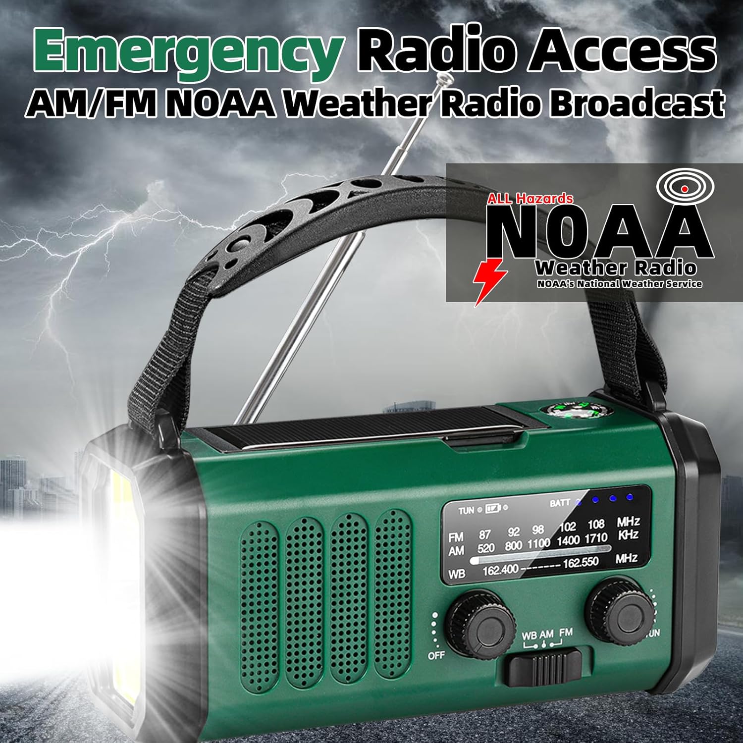 QAUYYW Hand Crank Emergency Radio,37000mWhSolar Powered Hand Crank Portable NOAA AM FM Weather Radio with 3Mode Flashlight and Reading Light,Cell Phone Charger,Home and Emergency Distress Signa - Image 4