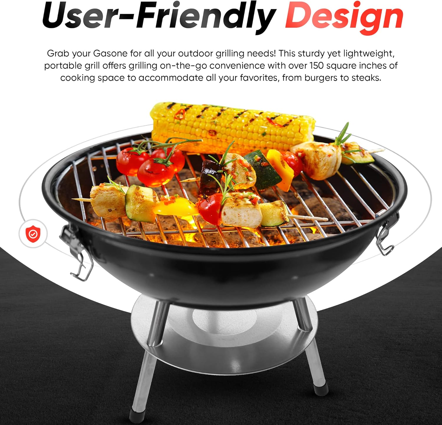 Gas One – 14-inch Portable Barbecue Grill with 3-Point Locking Lid for Heat Preservation – Dual Venting System – Small Charcoal Grill for Backyard, Camping, Boat - Image 5