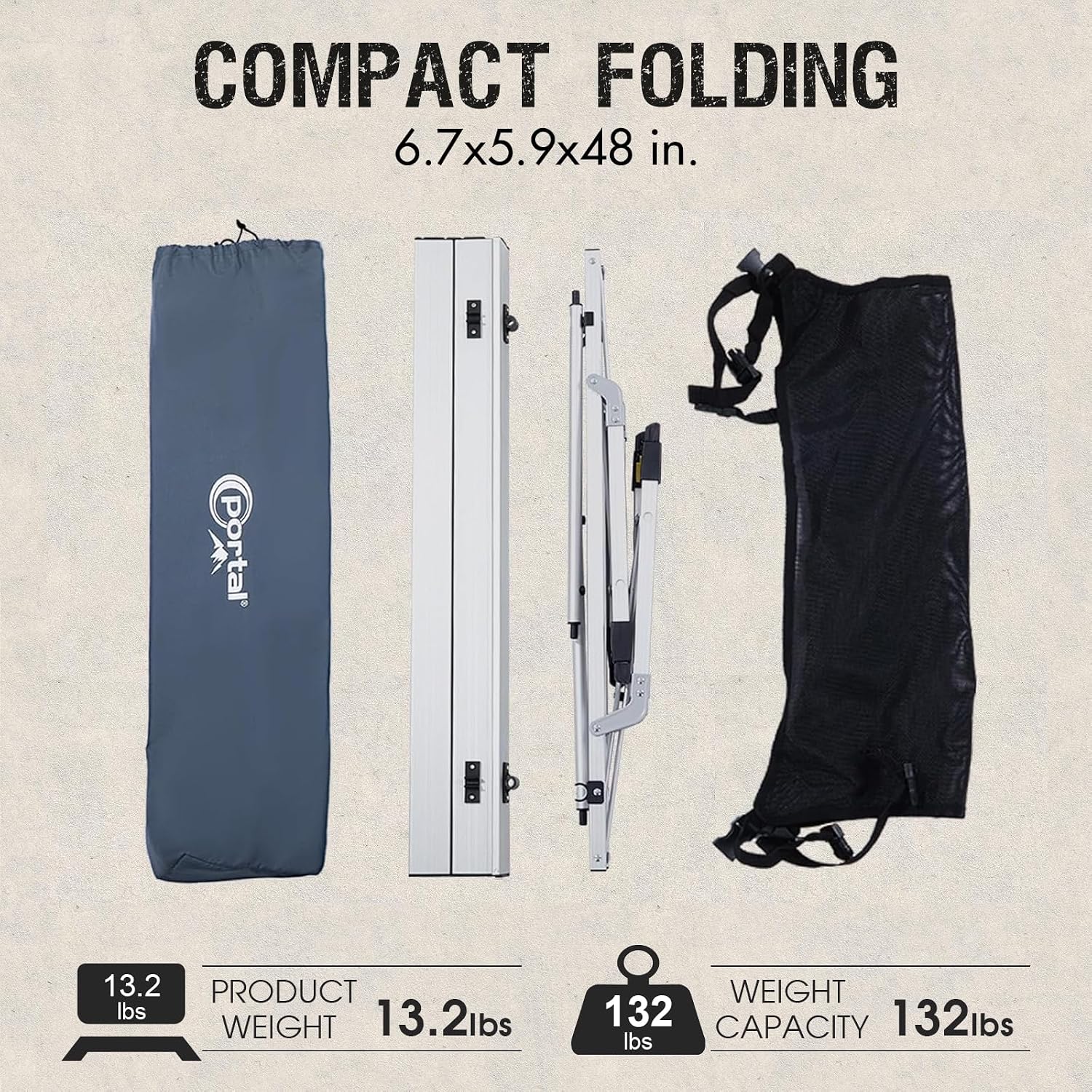 Portal Camping Table Portable Foldable with Adjustable Legs, Aluminum Folding Table Roll Up Table with Carrying Bag for Outdoor, Beach, Picnic, Backyards, BBQ and Party, Silver, Big - Image 9