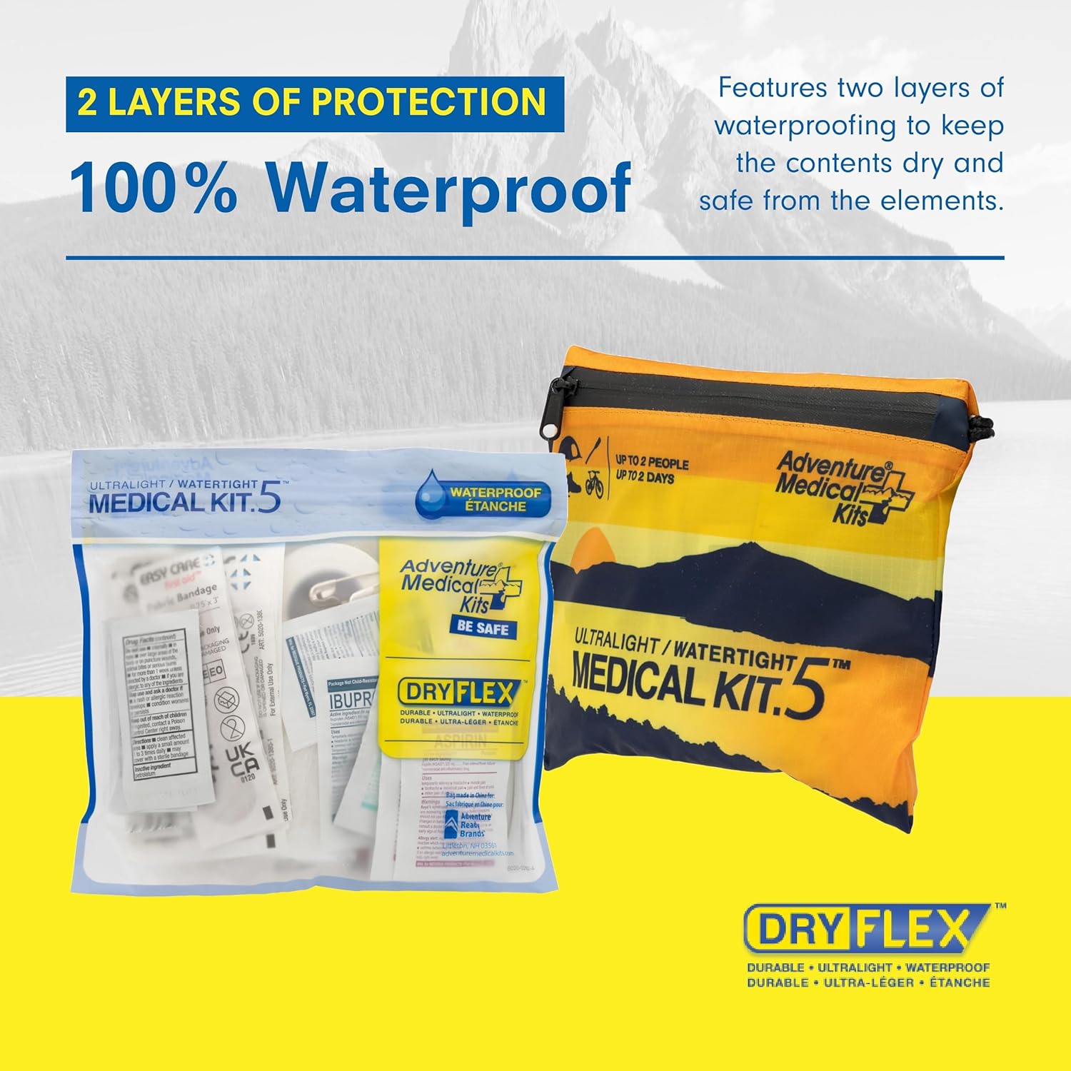Adventure Medical Kit Ultralight/Watertight Medical Kit .5 - Up to 2 People, Up to 2 Days - Includes Bandages, Blister Essentials & More - Perfect for Hiking, Biking & Climbing - Image 4