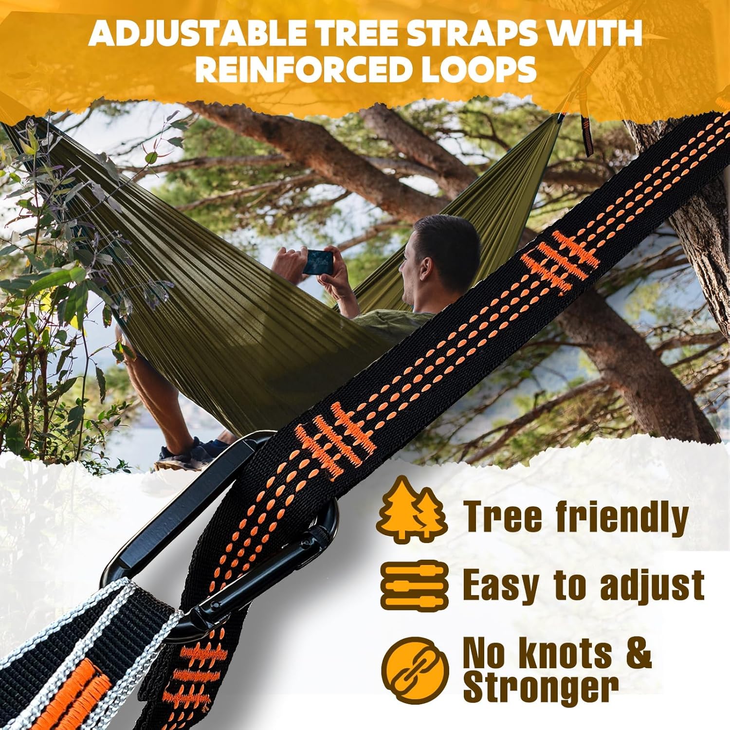 NATUREFUN Ultra-Light Travel Camping Hammock | 300kg Load Capacity,Breathable,Quick-Drying | 2 x Premium Carabiners,2 x Nylon Slings Included | Outdoor Indoor Garden - Image 3