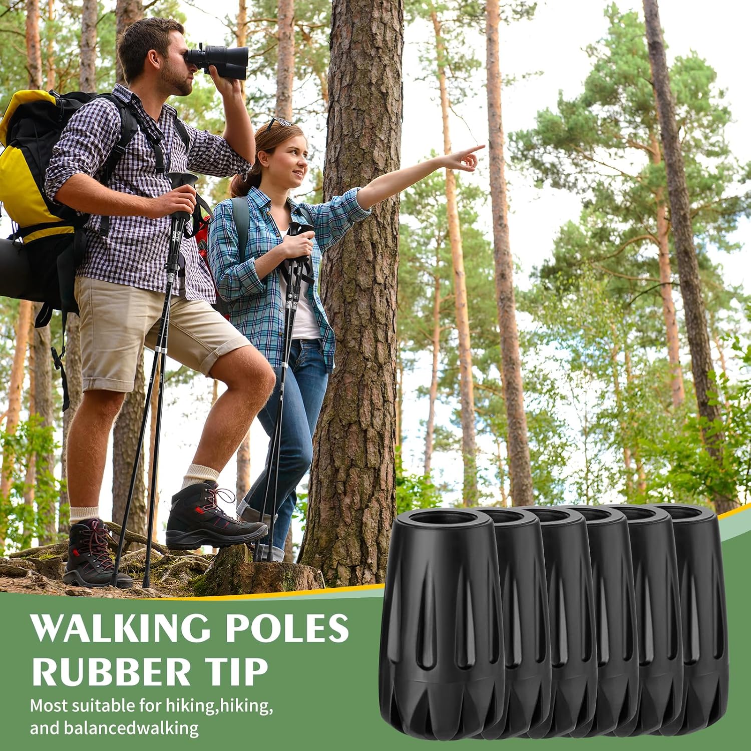 Durable Replacement Rubber Tips for Trekking Poles - Universal Anti-Slip Hiking Stick Caps - Shock Absorbing Pole Accessories - Fits 11mm Standard Poles - Set of 6 - Image 6