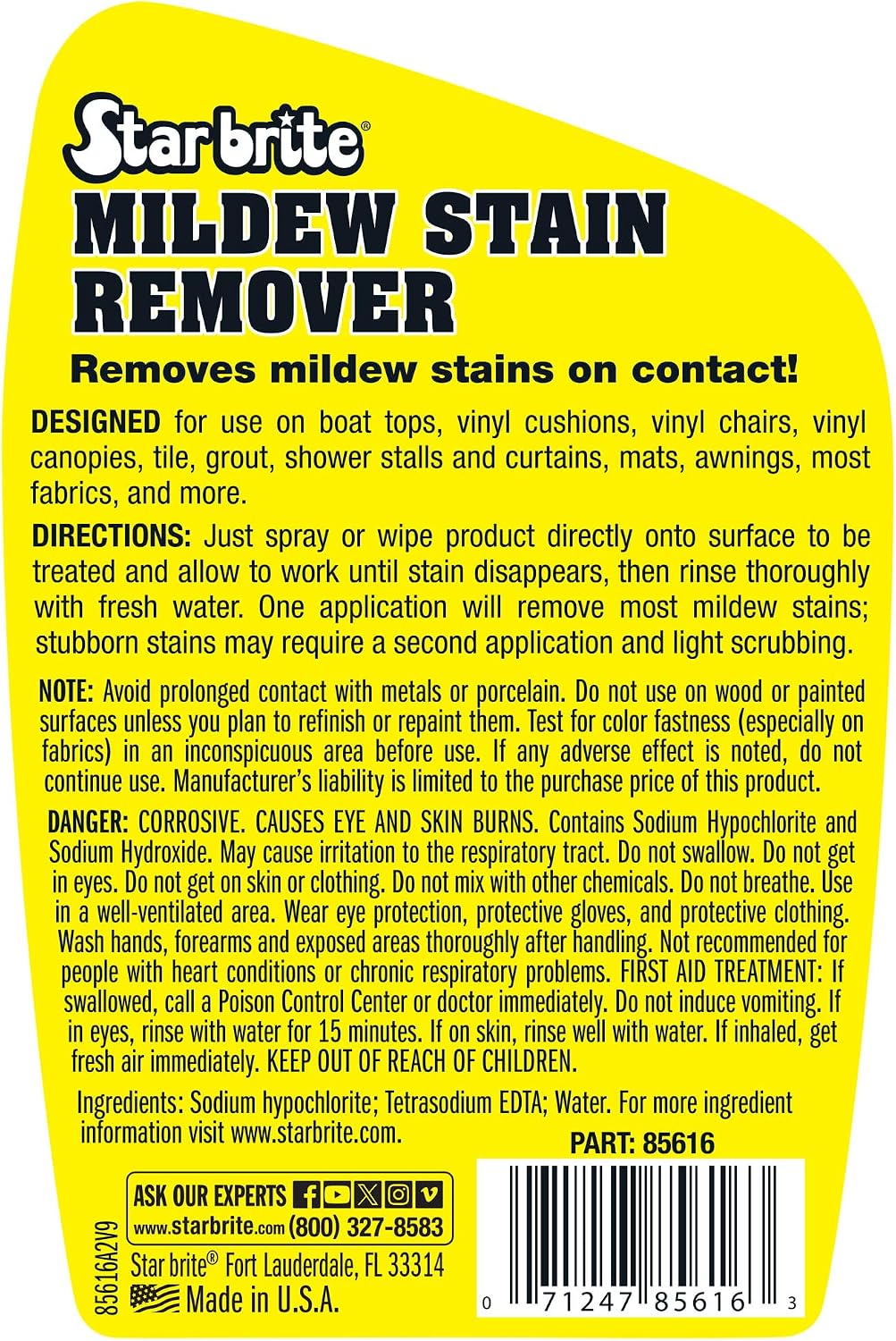 STAR BRITE Professional-Grade Mildew & Mold Stain Remover + Cleaner - Instant Contact Stain Removal, Ideal for Marine & Outdoor Upholstery - Image 2