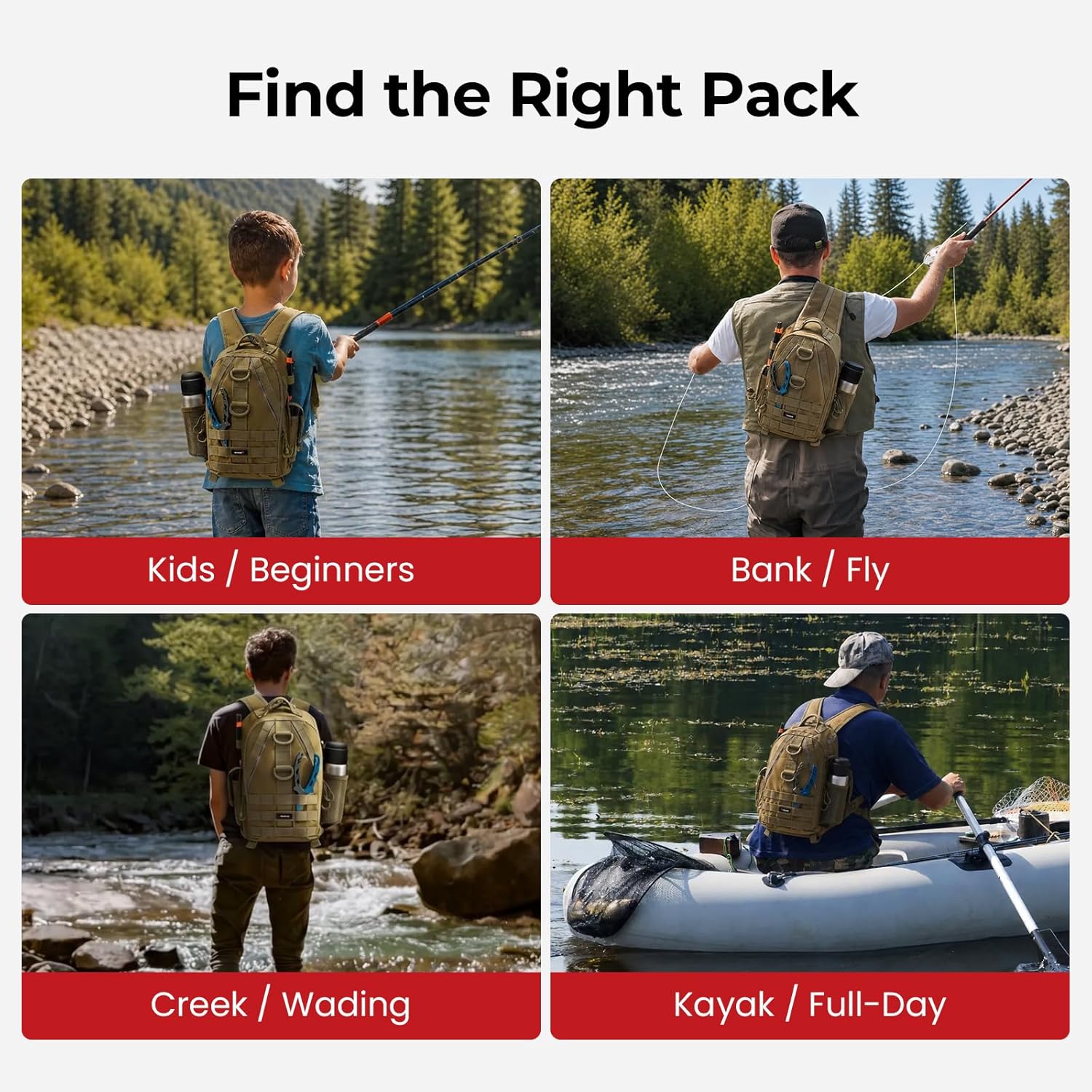 Piscifun Fishing Backpack with Rod Holder, Lightweight Sling Bag Storge Gear and Equipment - Image 6