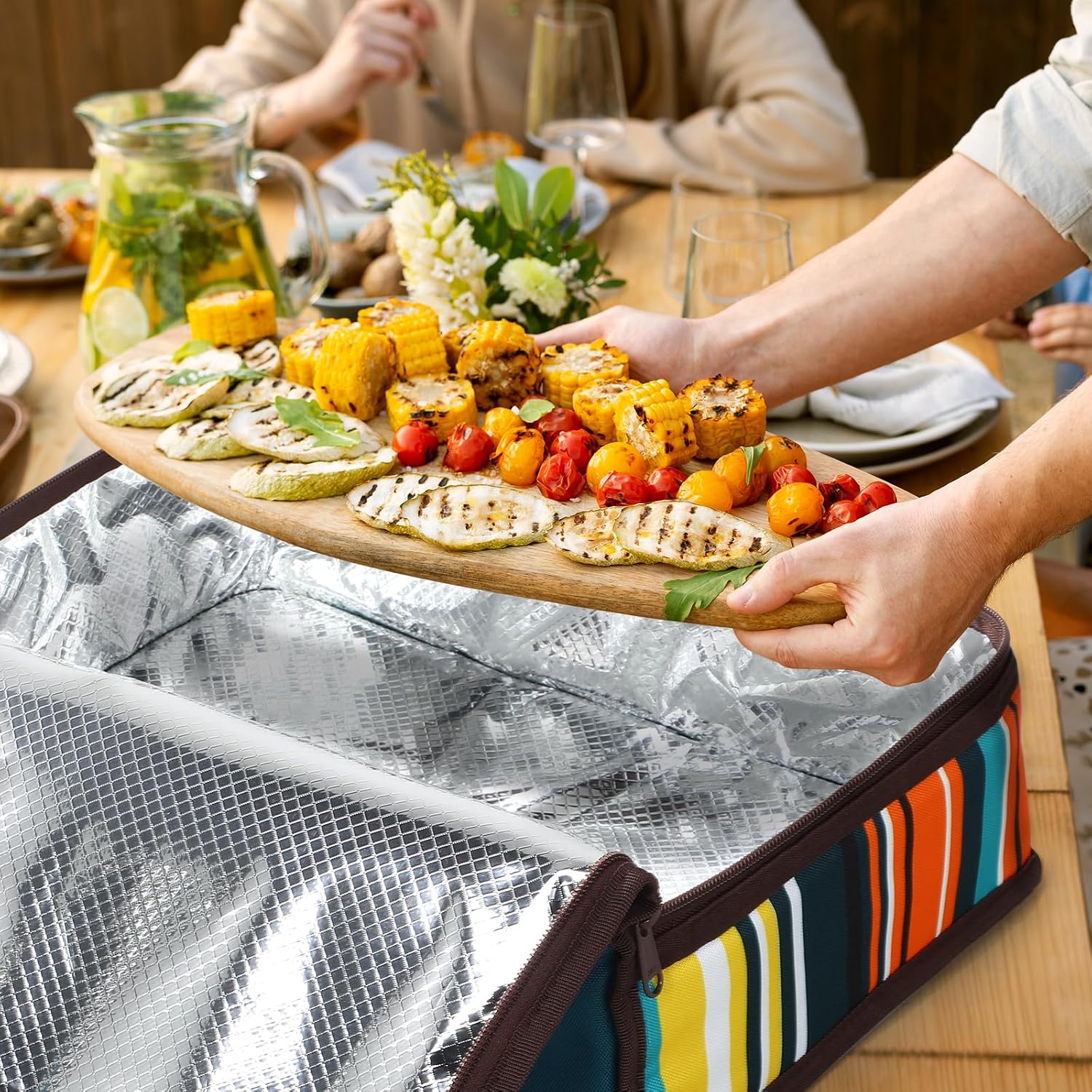 MIER Insulated Casserole Carrier for Hot or Cold Food Thermal Food Carrier Bag for Lasagna Potluck Parties Picnic Cookouts, Fits 9"x13" Baking Dish/Foil Pan, Blue - Image 2