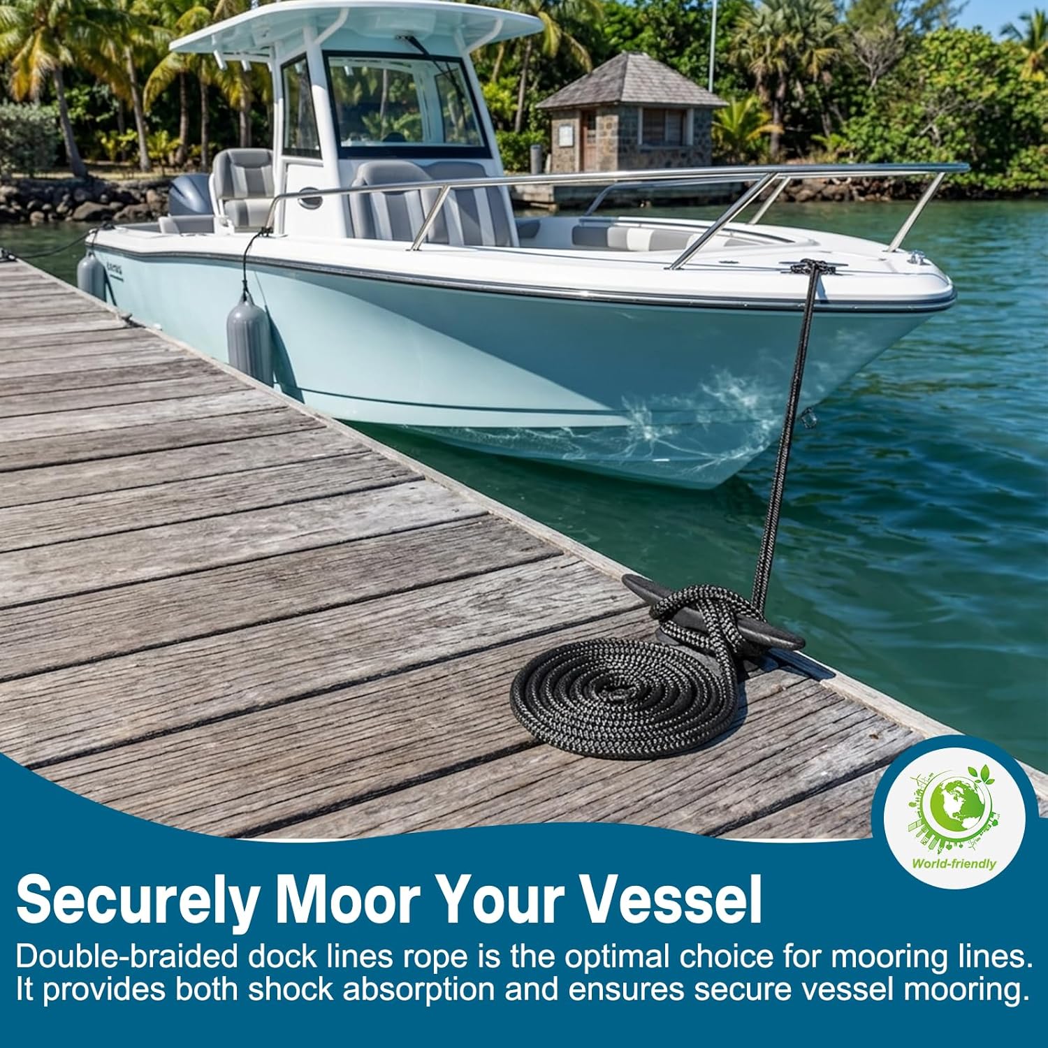 4 Pack 1/2" x 15’ Boat Dock Lines for Boat & Pontoon, Premium Marine- Grade Double Braided Nylon Dock Line, Pre-Spliced with a 12" Eyelet-Black,Boating Gifts for Men - Image 6