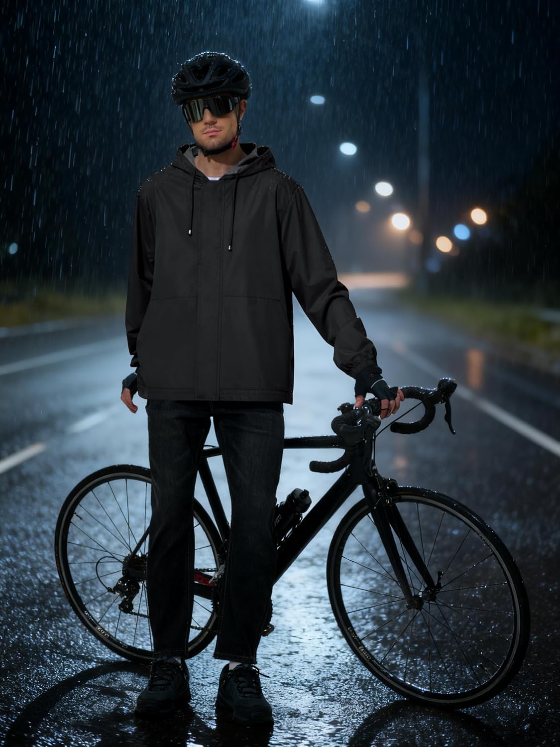 UIQUR Men's Rain Jacket Waterproof Windbreaker Raincoat Cycling Running Hiking Golf Travel Gear Hood Lightweight Packable - Image 2