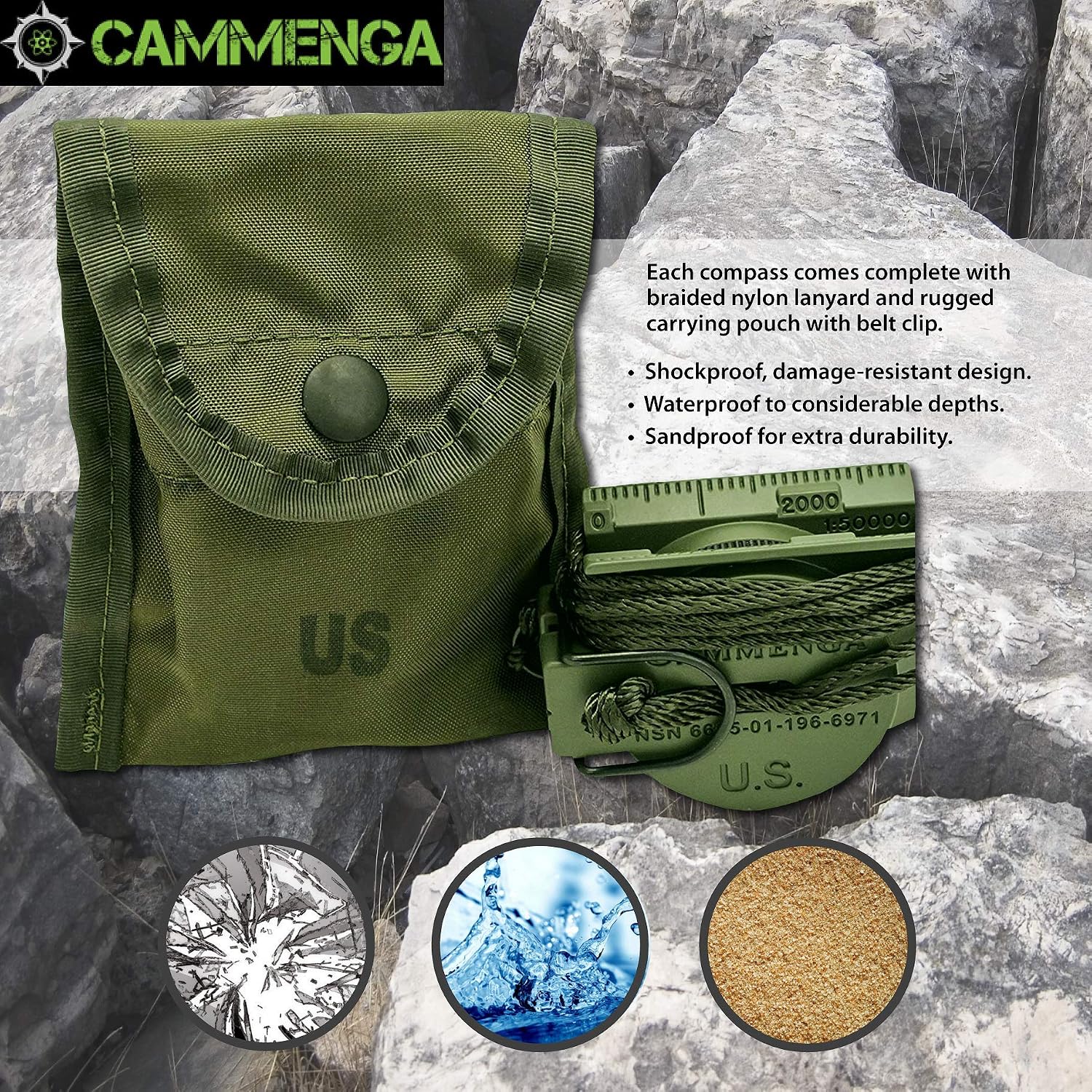 Cammenga Official US Military Tritium Lensatic Compass, Accurate Waterproof Hand Held Compasses with Pouch for Hiking Camping Navigation Survival Backpacking Orienteering - Image 5