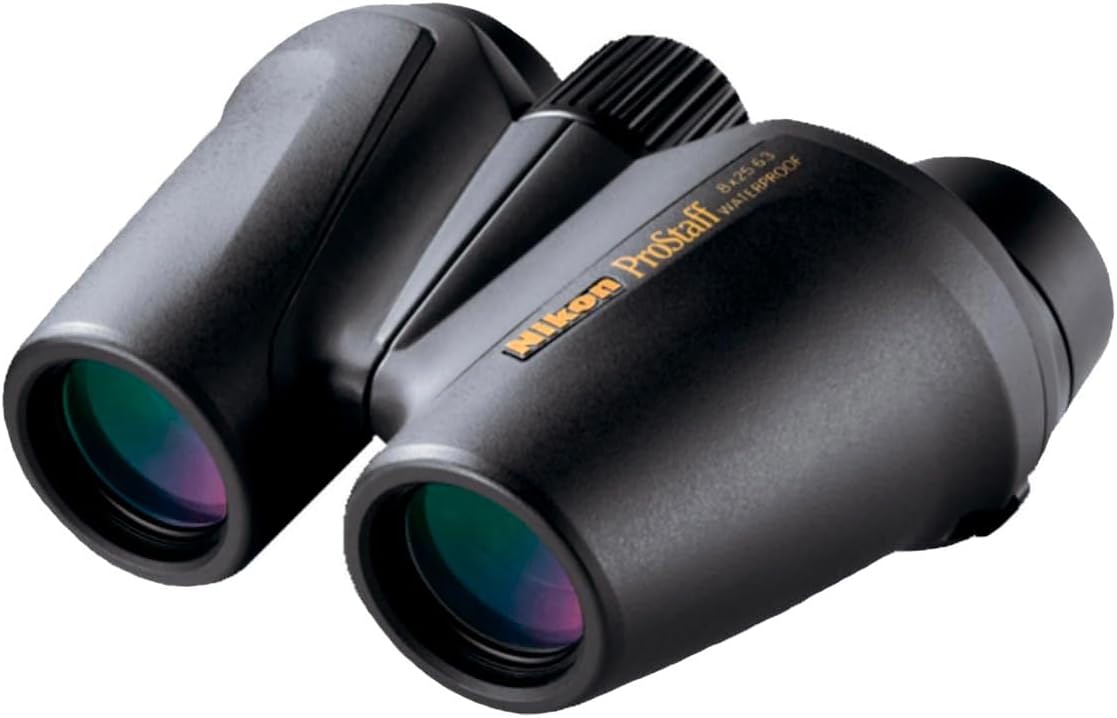 Nikon PROSTAFF 8x25mm ATB All-Terrain Binocular with Long Eye Relief, Bright Multilayer-Coated Lenses, Non-Slip Rubber Exterior - Compact Waterproof Fogproof Nature Observation Binoculars (7483)