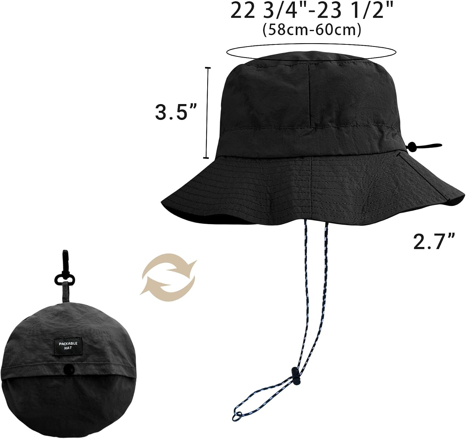 PFFY Packable Sun Bucket Hat for Men Women Outdoor UV Protection Sun Hats Waterproof Lightweight Hiking Outdoor Cap - Image 7