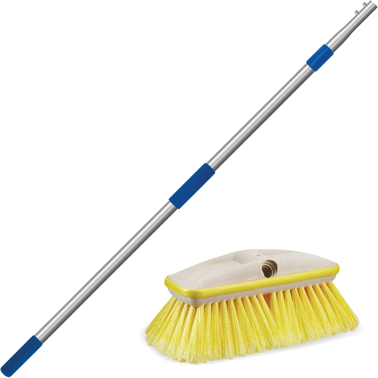 STAR BRITE Deluxe Telescoping Deck Brush Kit - Extendable 3'-6' Aircraft-Grade Aluminum Handle, Floats if Dropped, Ergonomic Design, Multi-Surface Cleaning - Soft Yellow Bristles - (040191) - Image 2
