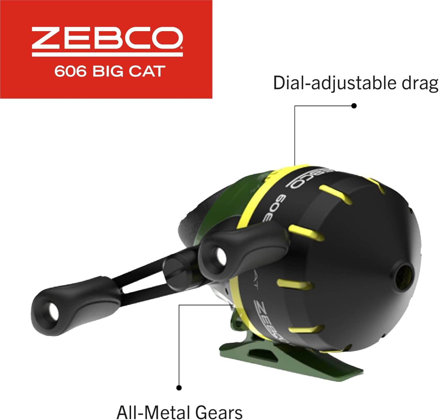 Zebco 606 Big Cat Spincast Reel and Fishing Rod Combo, 7-Foot 2-Piece Telescopic Rod, Medium-Heavy Power, Size 60 Reel, 11-Piece Eagle Claw Tackle Kit - Image 4