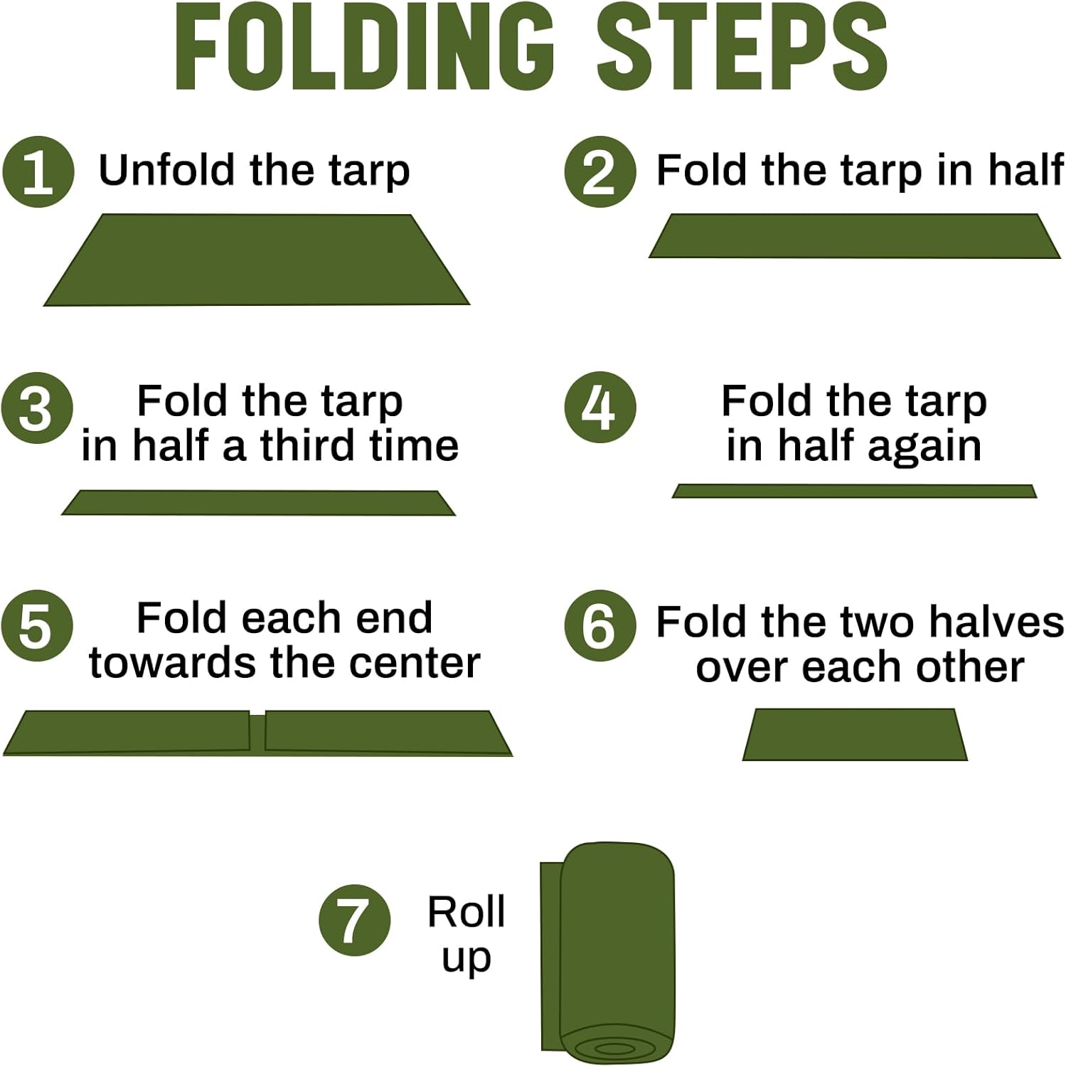 8 Pack Camping Tarps 6 x 8 ft, 5.5 Mil Waterproof Outdoor Tarp, Heavy Duty Hunting Tarp Ground Cover, Survival Shelter Tent Rain Cover for Camping, Farm, Patio, Roof, Boats, Cars, Army Green - Image 8