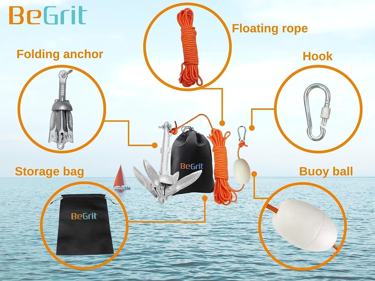 BeGrit Kayak Anchor Small Boat Anchor Folding Marine Anchor for Fishing,Kayak,Paddle Board,Canoe,Jet Ski, with 32.8 ft Anchor Tow Rope Carrying Bag - Image 3