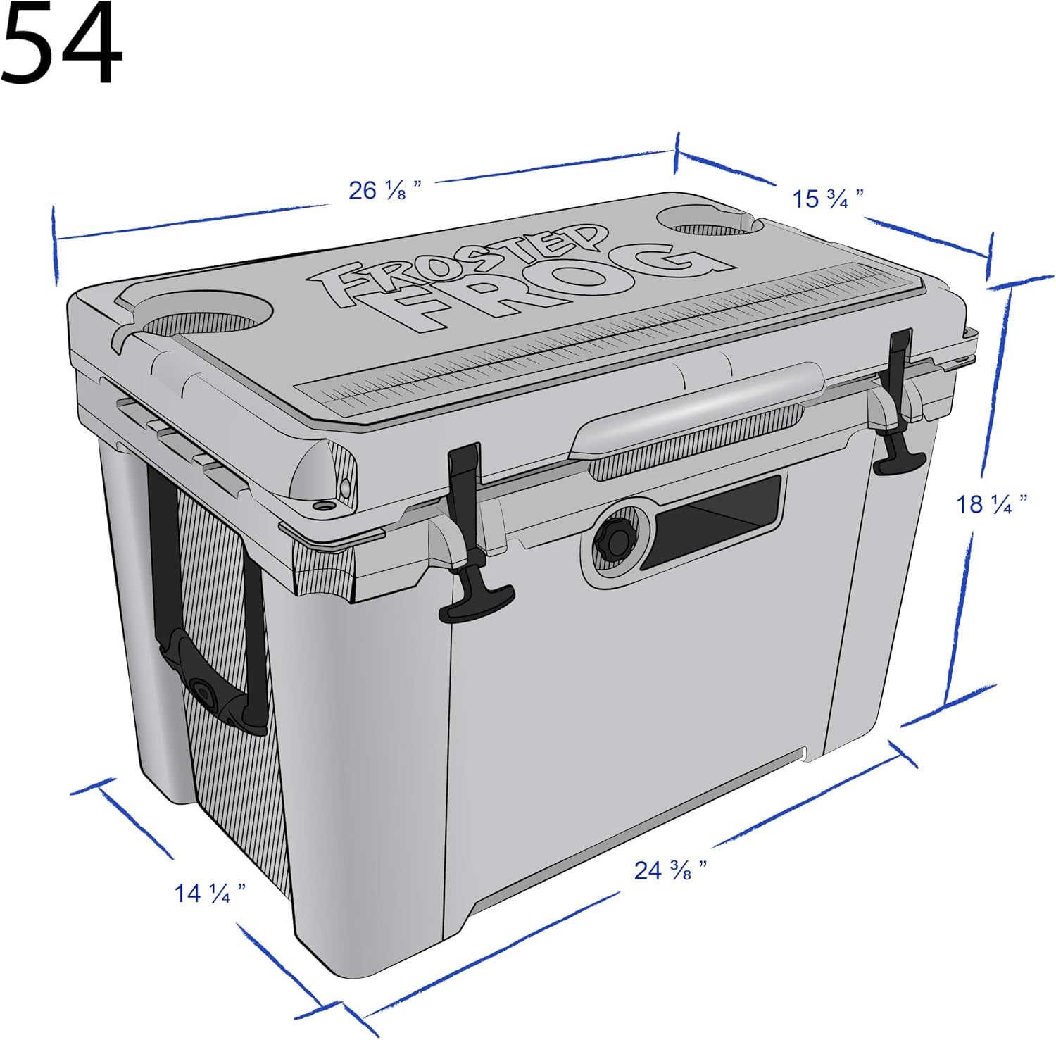 Frosted Frog 54 Qt Hard Cooler, Lightweight Made in USA Insulated Ice Chest | 30% lighter than rotomolded coolers; 54-quart hardside for camping, fishing, boating, beach, BBQ, tailgating & drinks - Image 6