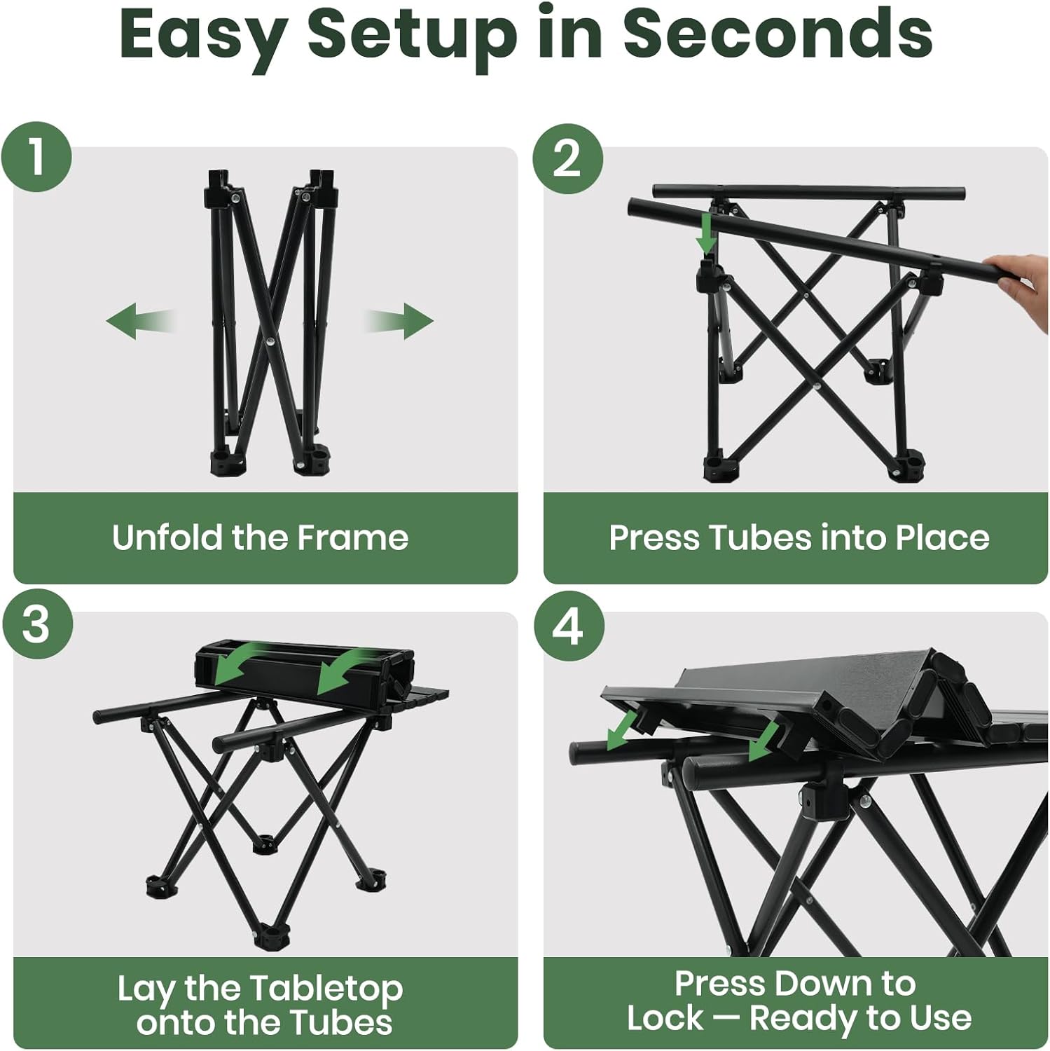 2 Pack Portable Camping Table Foldable, Ultralight Small Folding Beach Table with Carry Bag for Outdoor Travel, Beach, Camp, Picnic, BBQ, Cooking, Festival, Boat, Home Use (Black-S) - Image 7