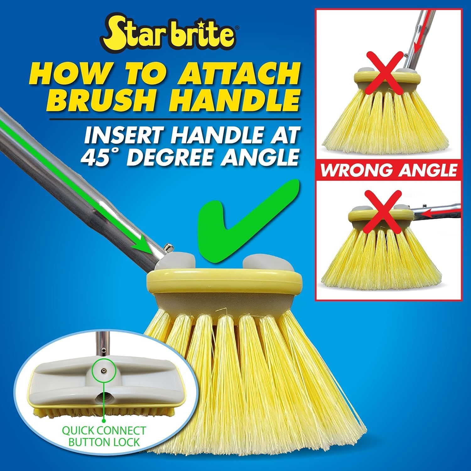 STAR BRITE Deluxe Telescoping Deck Brush Kit - Extendable 3'-6' Aircraft-Grade Aluminum Handle, Floats if Dropped, Ergonomic Design, Multi-Surface Cleaning - Soft Yellow Bristles - (040191) - Image 5