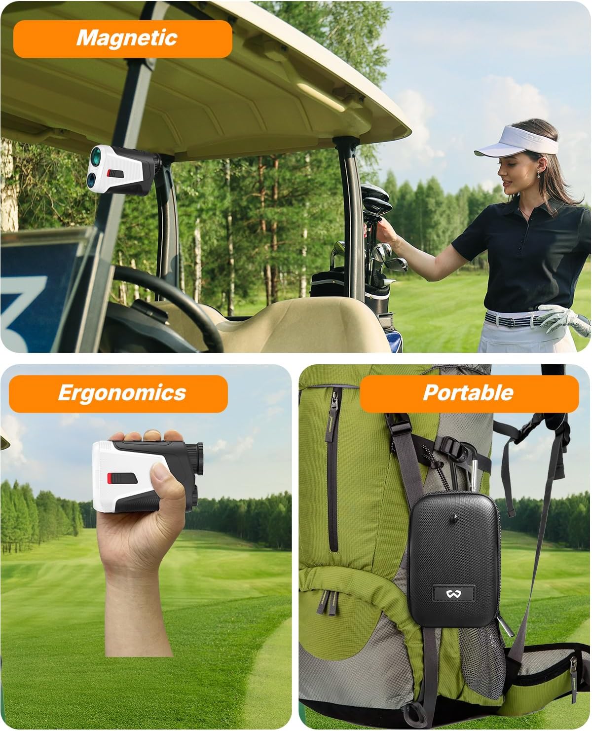 WOSPORTS Red OLED Display Golf Rangefinder with Slope, Ultra-Clear 1200 Yards 7X Magnification Laser Range Finder, Magnetic/Flag Pole Locking Vibration - Image 8