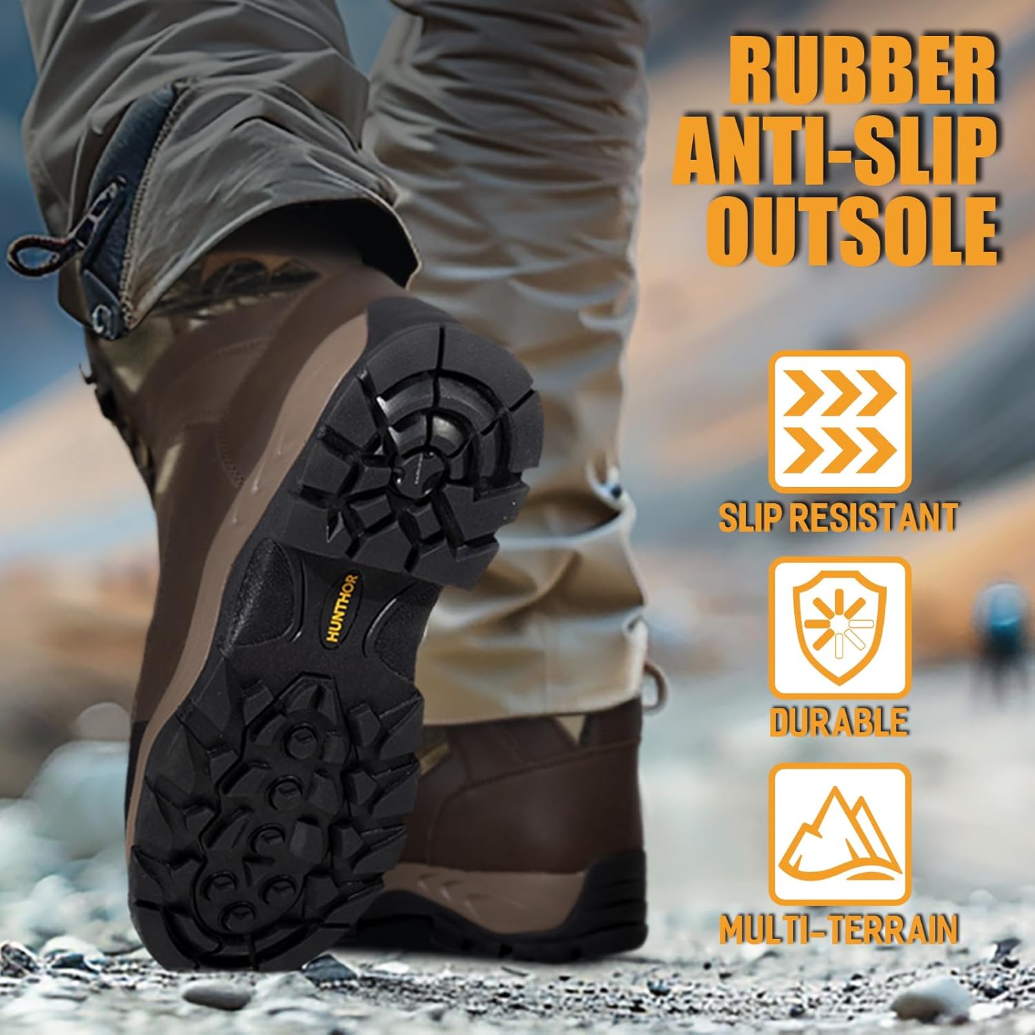 Hunting Boots for Men, 1000g Insulated with EVA Midsole, Waterproof Leather Hiking Next Camo G2 Outdoor Boots, Warm Cold Weather, Lightweight and Breathable Shoes (Size 7-14) - Image 9