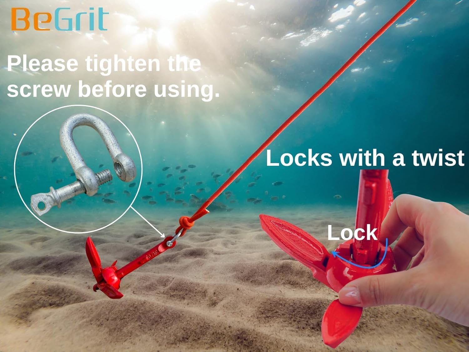 BeGrit Kayak Anchor Small Boat Anchor Folding Marine Anchor for Fishing,Kayak,Paddle Board,Canoe,Jet Ski, with 32.8 ft Anchor Tow Rope Carrying Bag - Image 4