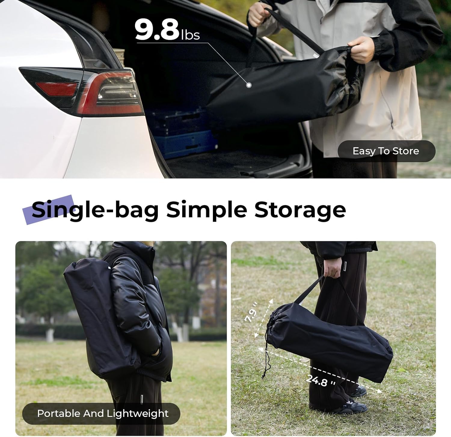 Byliable Camping Table Folding Portable Camp Aluminum Fold Up Lightweight Roll Up Table Adjustable Height with Carry Bag Indoor Outdoor for Camping, Picnic, Backyard, BBQ, Patio, Wood Grain - Image 3
