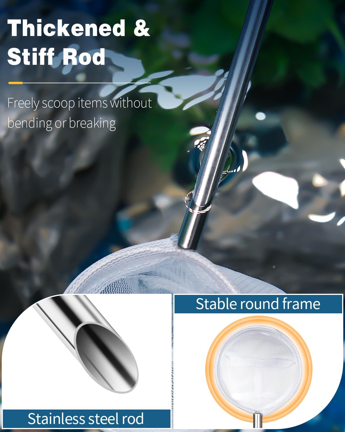 Pawfly Aquarium Shrimp Net, 2 Inch Tiny Fish Tank Net with Extendable Stainless Steel Handle, Soft Round Fine Mesh for Shrimp Baby Fish Food Residue Debris Skimming - Image 6