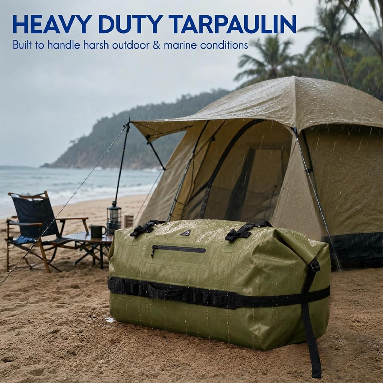 Haimont IPX7 Waterproof Roll-Top Dry Duffel Backpack | 60L/90L Sizes, 500D Tarpaulin, Welded Seams, Mesh Pockets, Boating & Kayaking - Image 3