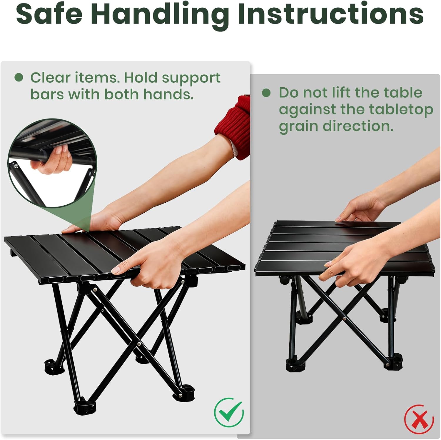 2 Pack Portable Camping Table Foldable, Ultralight Small Folding Beach Table with Carry Bag for Outdoor Travel, Beach, Camp, Picnic, BBQ, Cooking, Festival, Boat, Home Use (Black-S) - Image 8
