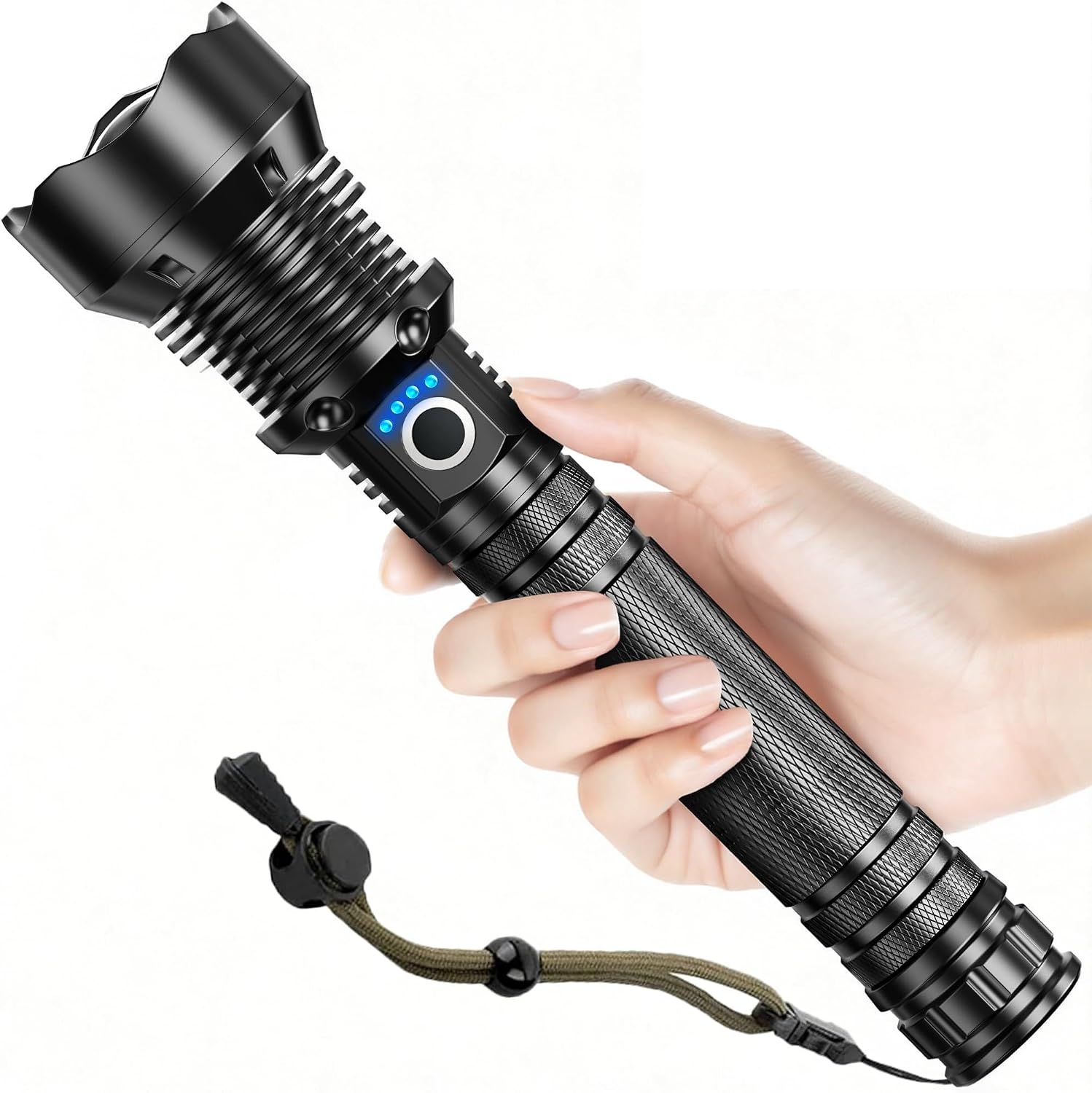 AKNEAR Rechargeable LED Flashlight 99000 High Lumens, Super Bright Flash Light with Zoomable & USB C Rechargeable & 5 Mode & Waterproof, Tactical Flashlights for Home, Emergencies, Camping, Outdoor