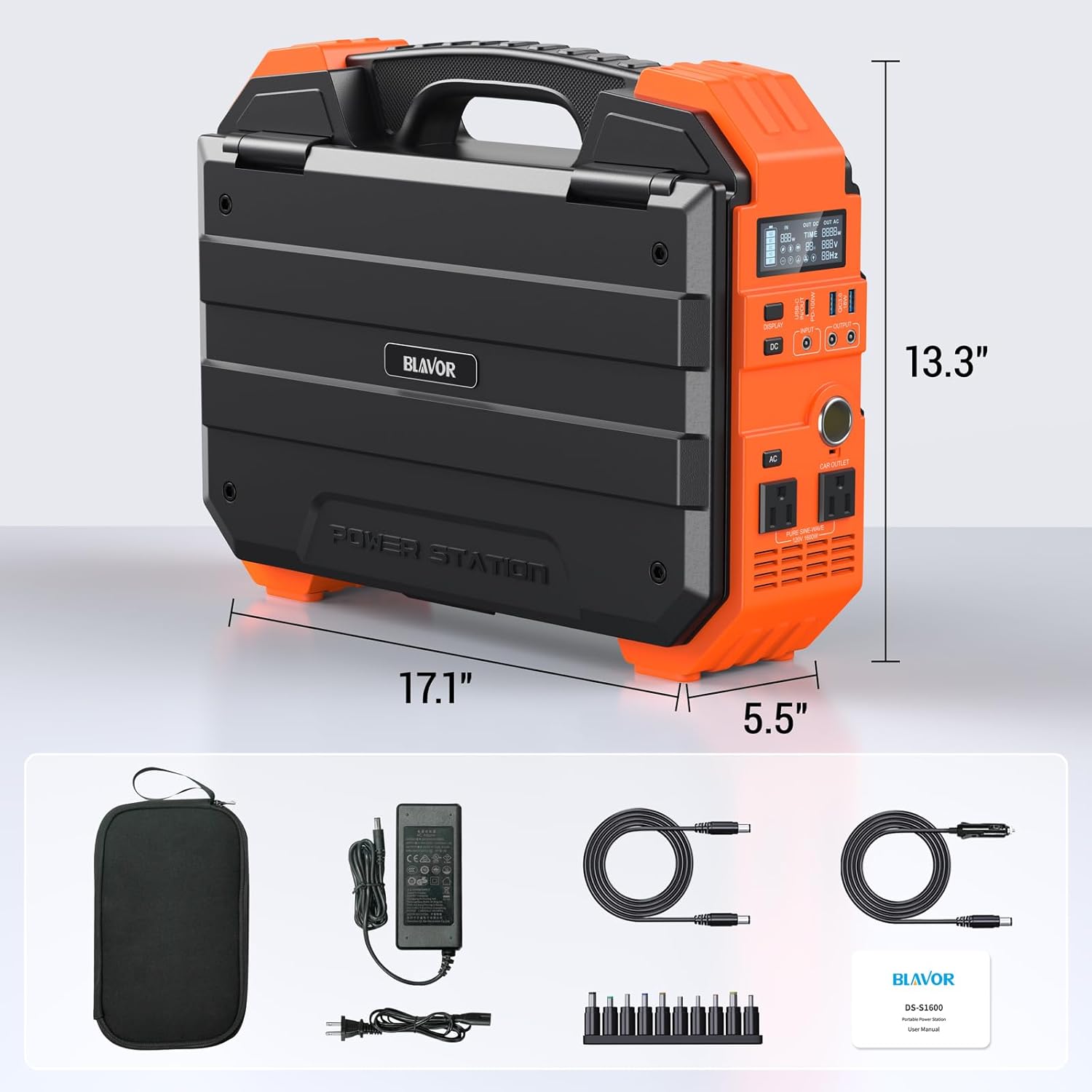 BLAVOR Portable Power Station 1600W (Peak 3200W), Built-in Solar Panel, 1024Wh LiFePO4 Battery, 100W USB-C Fast Charge, Solar Generator for Home Backup, Camping, Power Outages & RV - Image 8