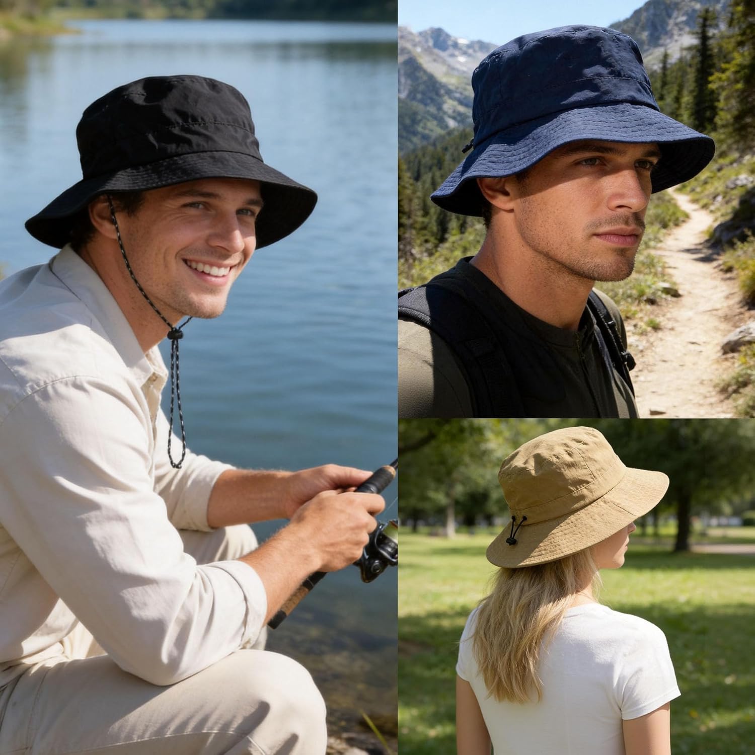 PFFY Packable Sun Bucket Hat for Men Women Outdoor UV Protection Sun Hats Waterproof Lightweight Hiking Outdoor Cap - Image 4