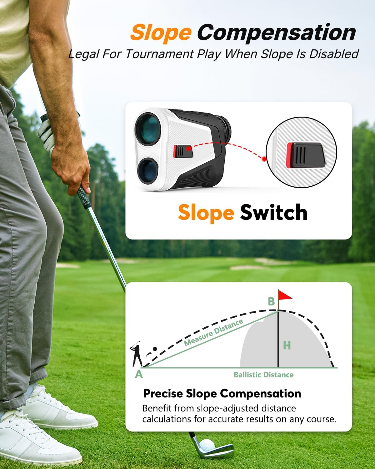 WOSPORTS Red OLED Display Golf Rangefinder with Slope, Ultra-Clear 1200 Yards 7X Magnification Laser Range Finder, Magnetic/Flag Pole Locking Vibration - Image 5