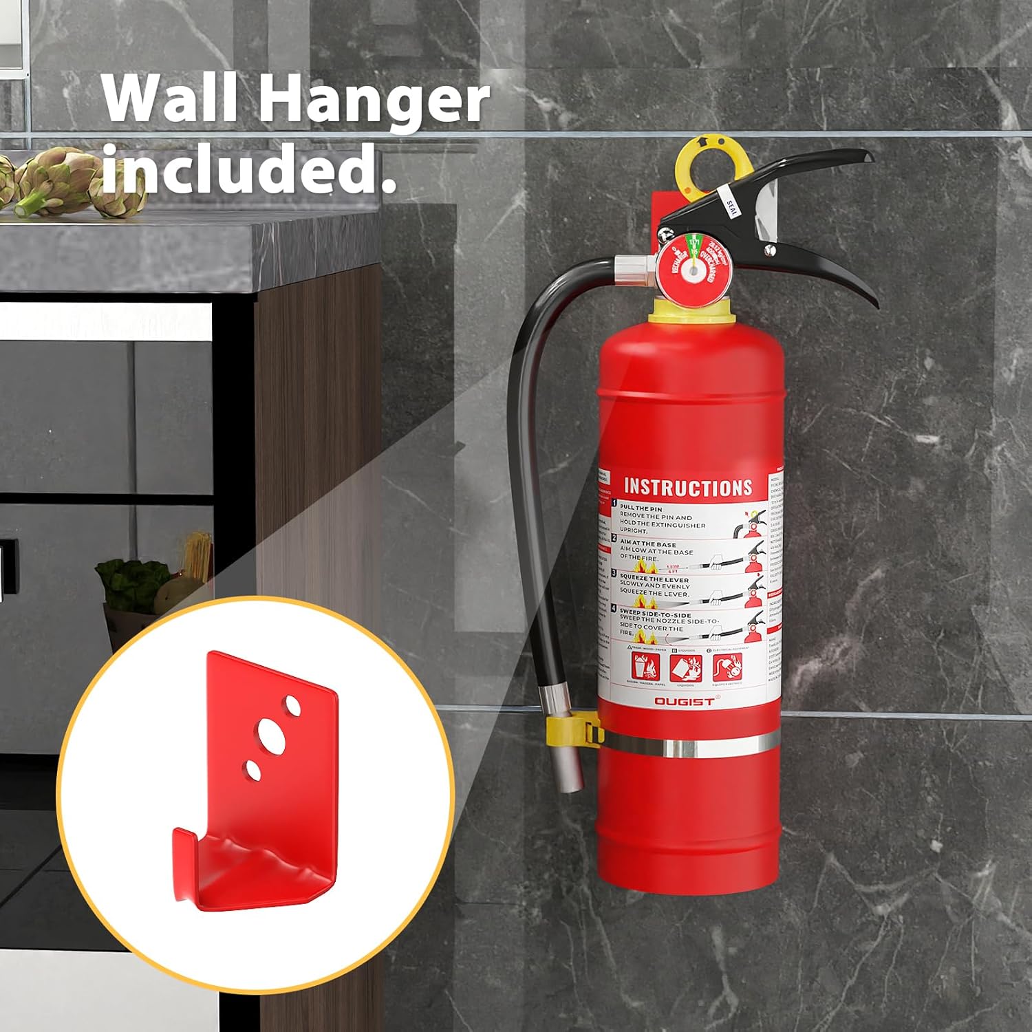Ougist ABC Dry Chemical Fire Extinguisher, 5 lb – 2-A:10-B:C Rated for Home, Office & Vehicle, Quick Release, Easy-Grip Handle, Ideal for Electrical & Grease Fires, Car Extinguisher, Model FF2KG - Image 5