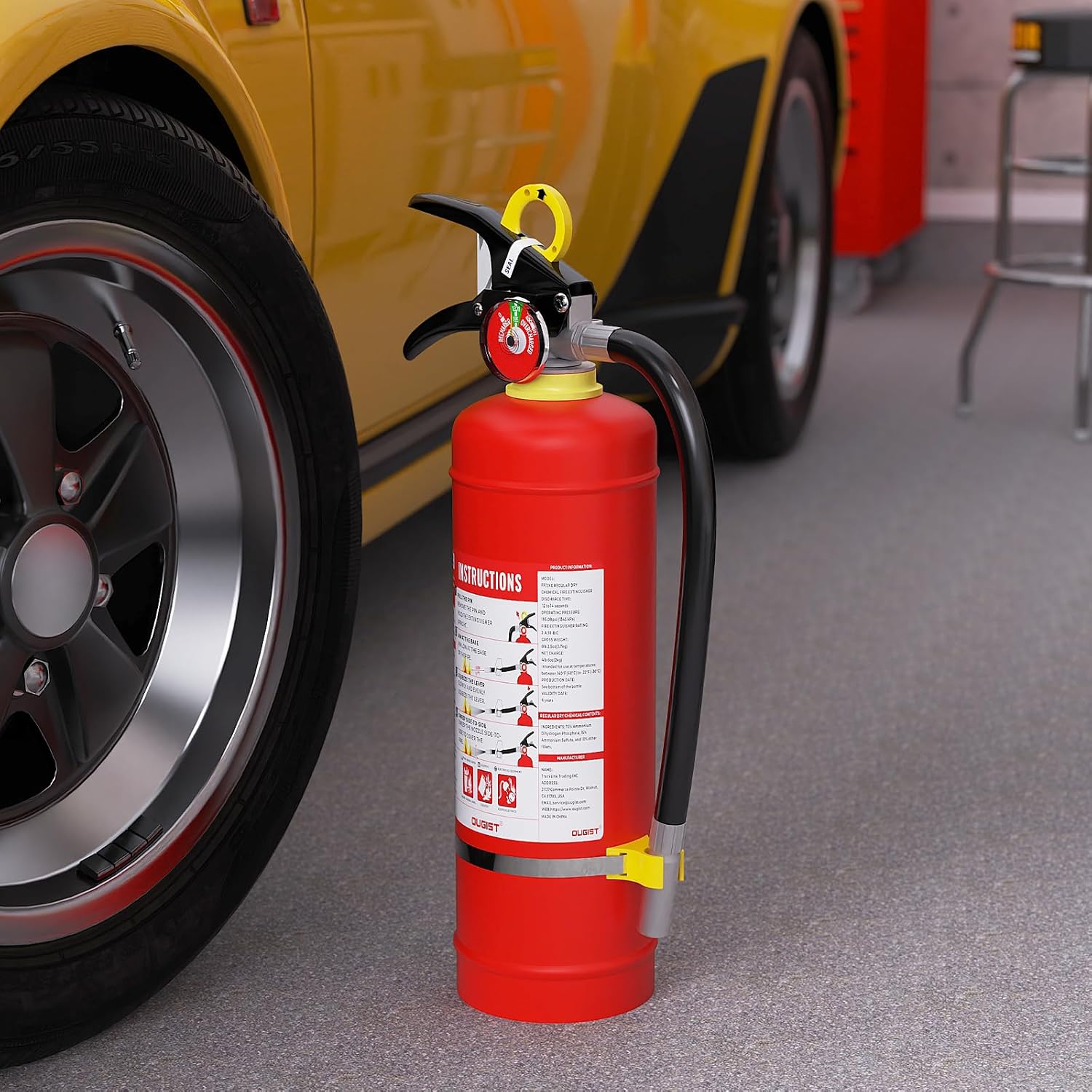 Ougist ABC Dry Chemical Fire Extinguisher, 5 lb – 2-A:10-B:C Rated for Home, Office & Vehicle, Quick Release, Easy-Grip Handle, Ideal for Electrical & Grease Fires, Car Extinguisher, Model FF2KG - Image 8