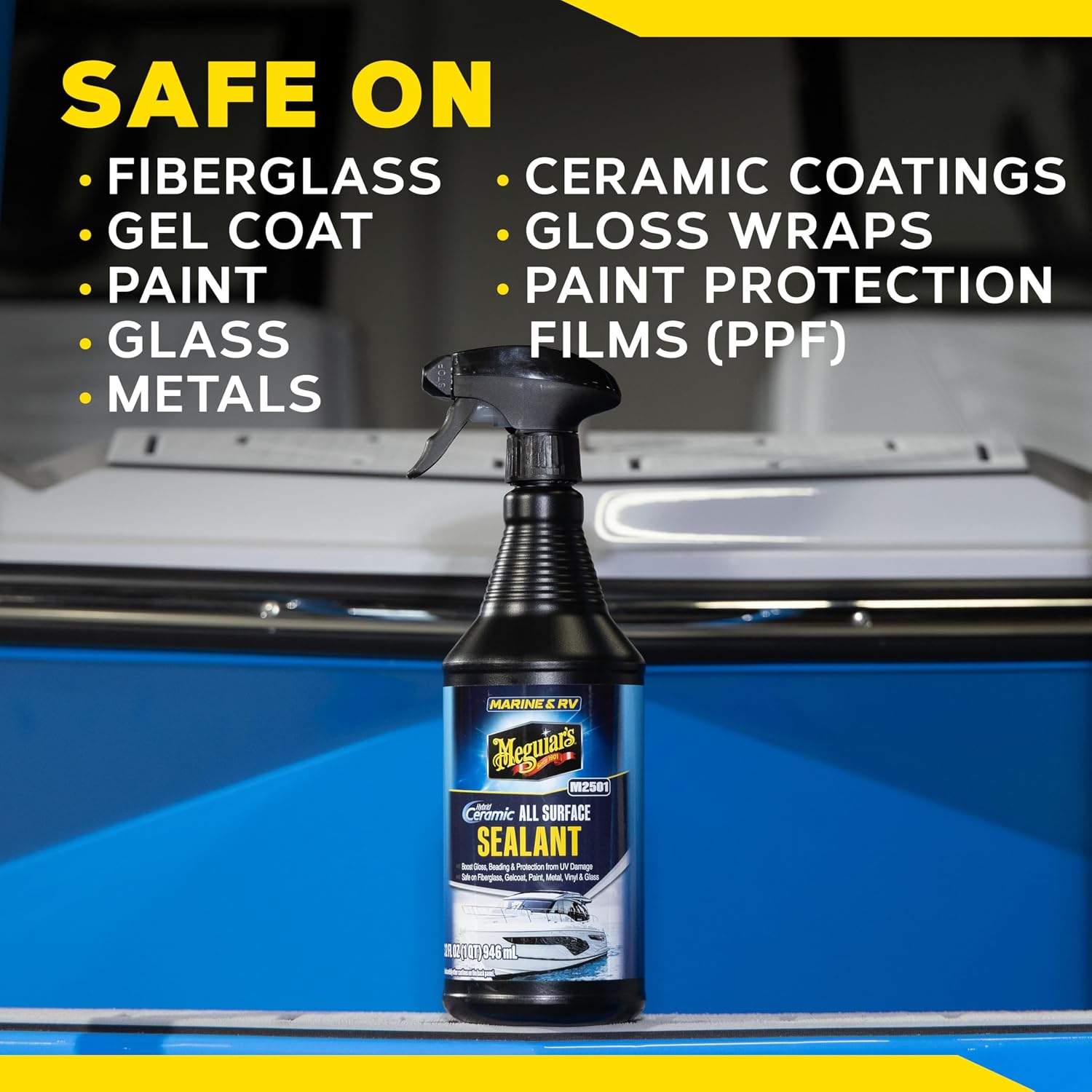 Meguiar's Marine & RV Hybrid Ceramic All Surface Sealant - Premium Fiberglass and Gel Coat Sealant that Boosts Gloss, Beading & Protection from UV Damage - Easy to Apply and Wipe Off – 32 Oz Spray - Image 8