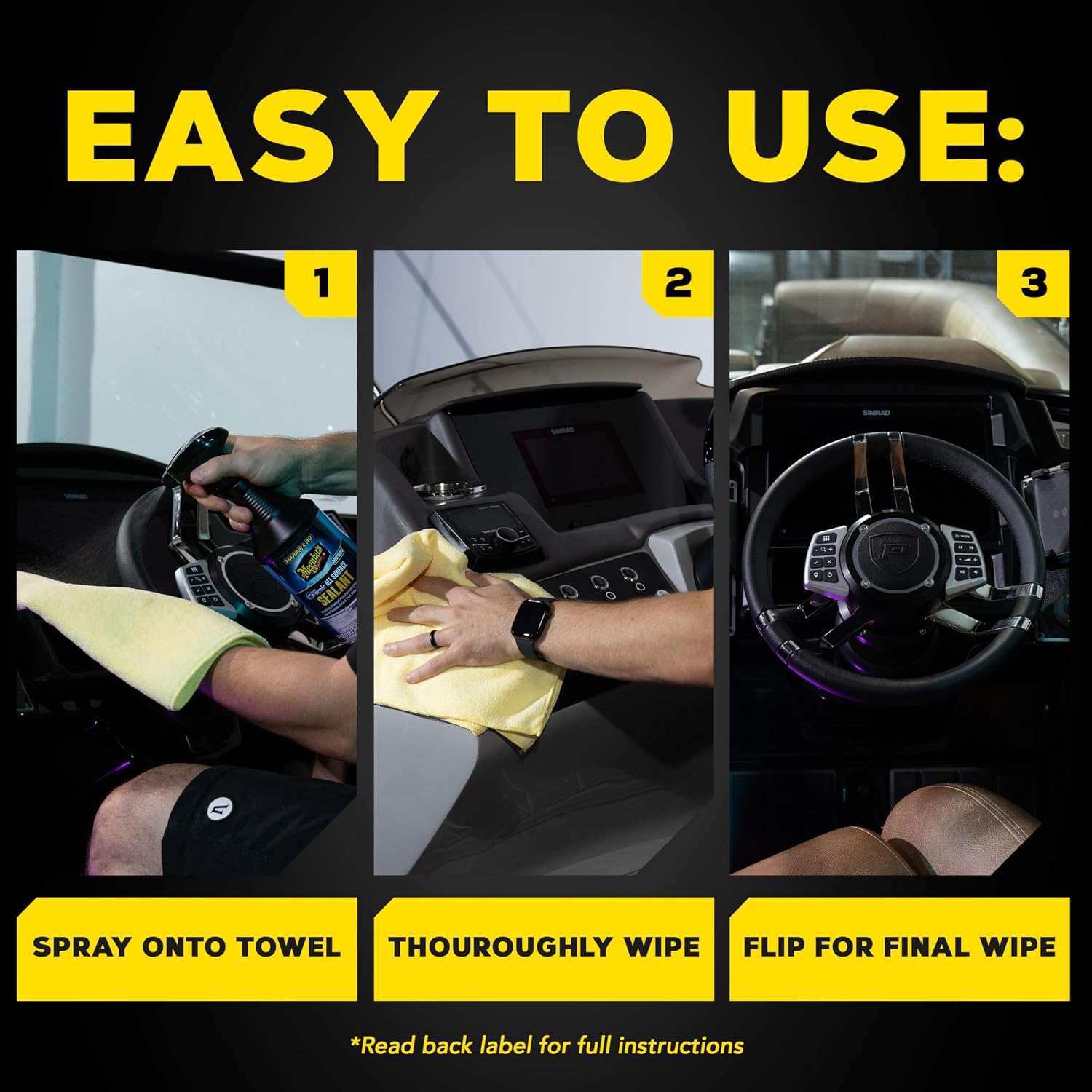 Meguiar's Marine & RV Hybrid Ceramic All Surface Sealant - Premium Fiberglass and Gel Coat Sealant that Boosts Gloss, Beading & Protection from UV Damage - Easy to Apply and Wipe Off – 32 Oz Spray - Image 6