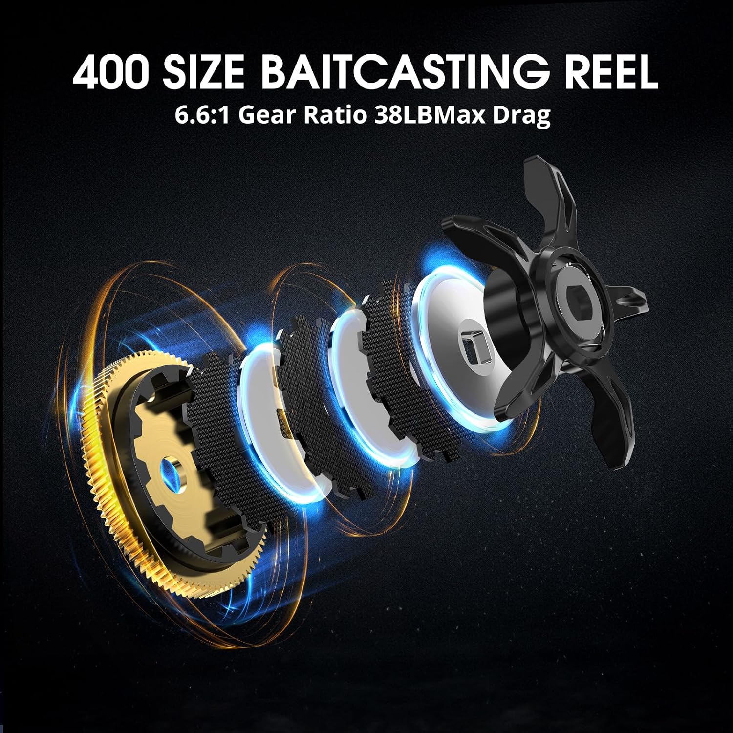 Piscifun Alinox 400 Baitcaster Fishing Reel, 38Lbs Max Drag Aluminum Alloy Frame Baitcasting Reel, Available in 6.6:1/8.1:1 Gear Ratio, Freshwater and Saltwater Low Profile Casting Reel for Musky - Image 4