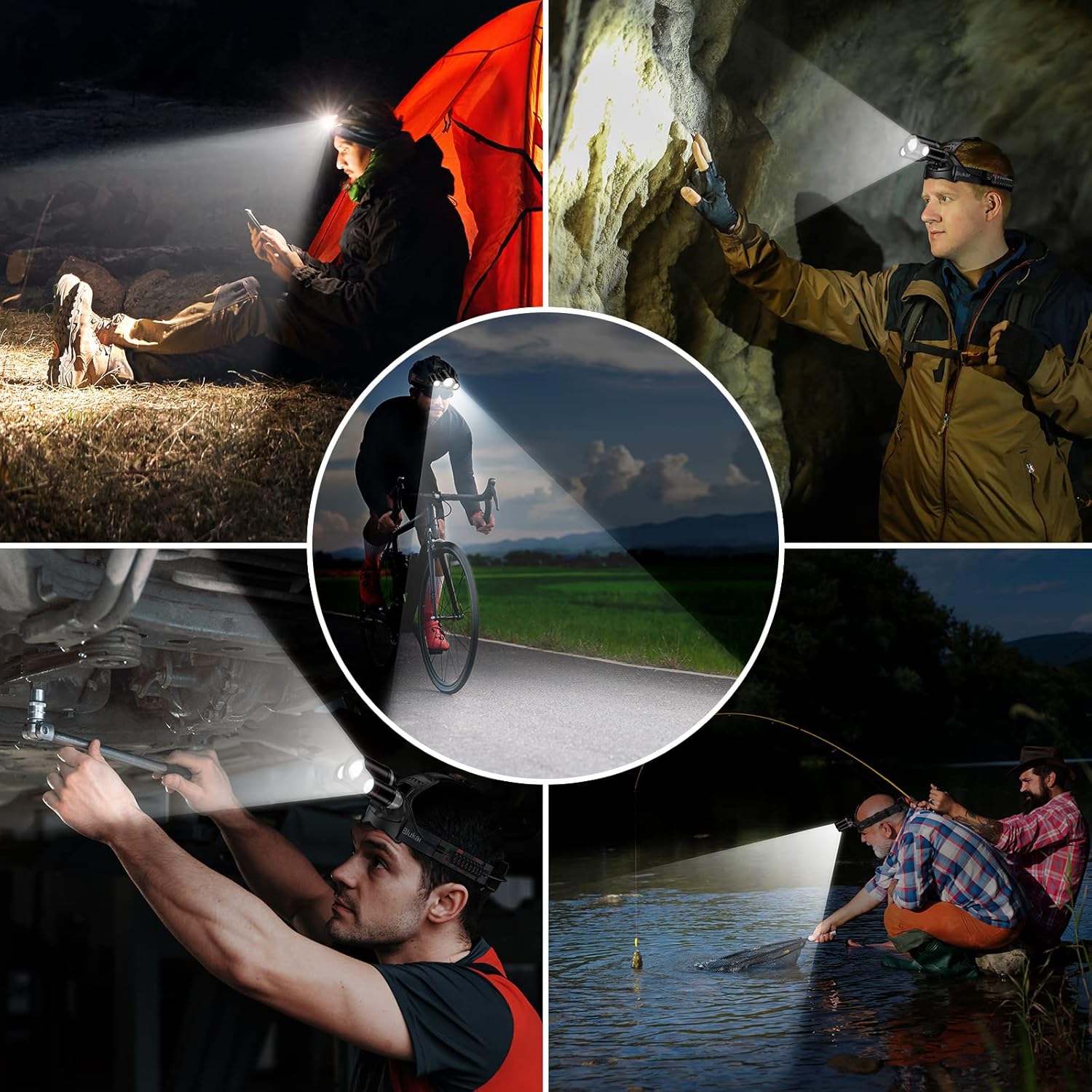 Blukar LED Rechargeable Headlamp,Super Bright Rechargeable Headlight Flashlight-3 Lights 5 Modes,Zoomable,Spotlight&Floodlight Combination,IPX6 Waterproof,20+Hrs Runtime for Running,Hiking,Camping etc - Image 8