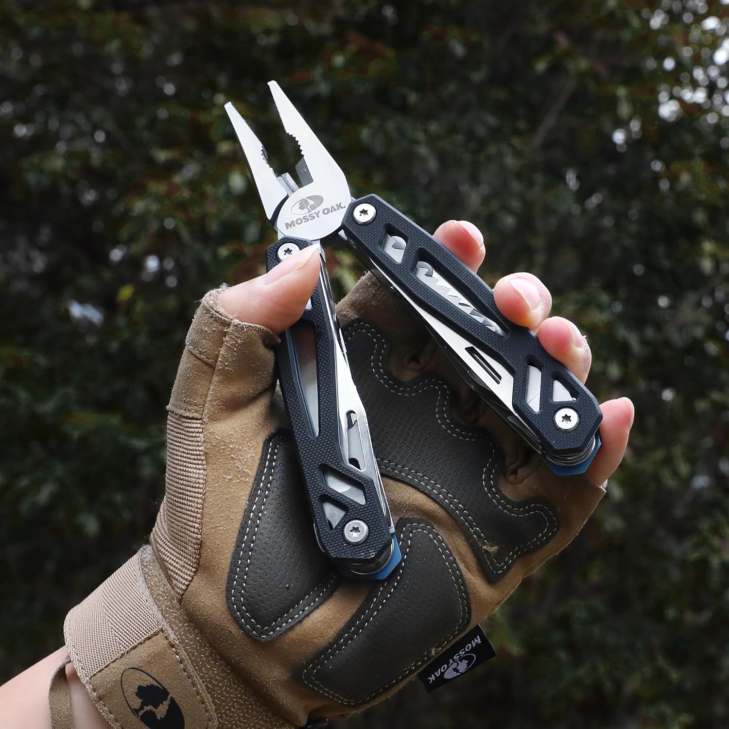 MOSSY OAK Multitool, 21-in-1 Stainless Steel Pocket Knife with G10 Handle, Screwdriver Sleeve, Self-locking Pliers with Sheath-Perfect for Outdoor, Survival, Camping, Hiking, Simple Repair - Image 7