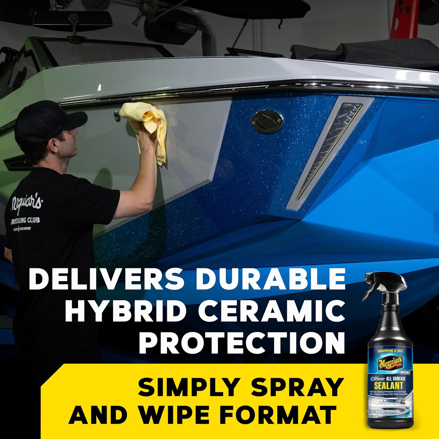 Meguiar's Marine & RV Hybrid Ceramic All Surface Sealant - Premium Fiberglass and Gel Coat Sealant that Boosts Gloss, Beading & Protection from UV Damage - Easy to Apply and Wipe Off – 32 Oz Spray - Image 2