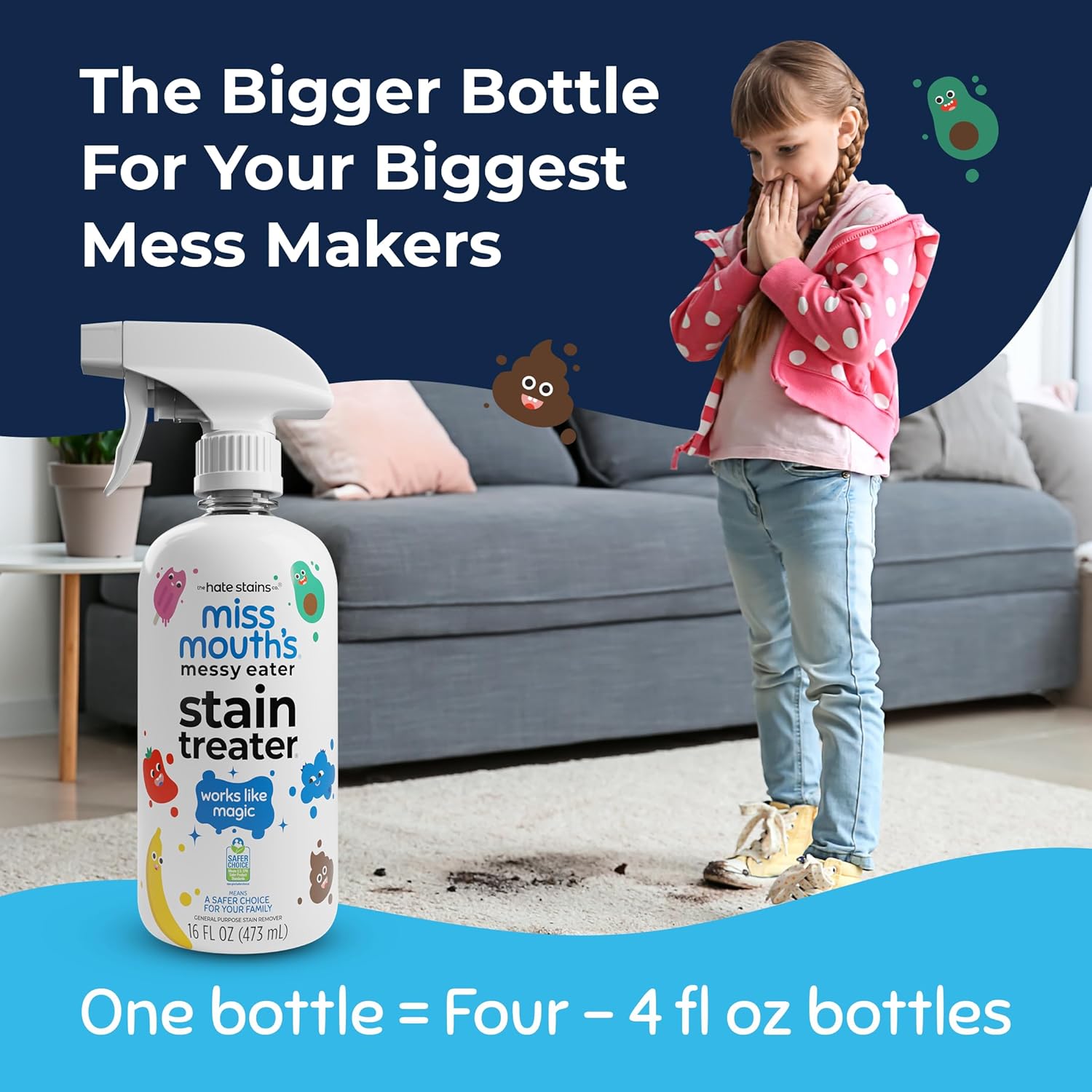 Miss Mouth's Messy Eater Stain Treater Spray - 16oz Stain Remover - Newborn & Baby Essentials - No Dry Cleaning Food, Grease, Coffee Off Laundry, Underwear, Fabric - Image 2