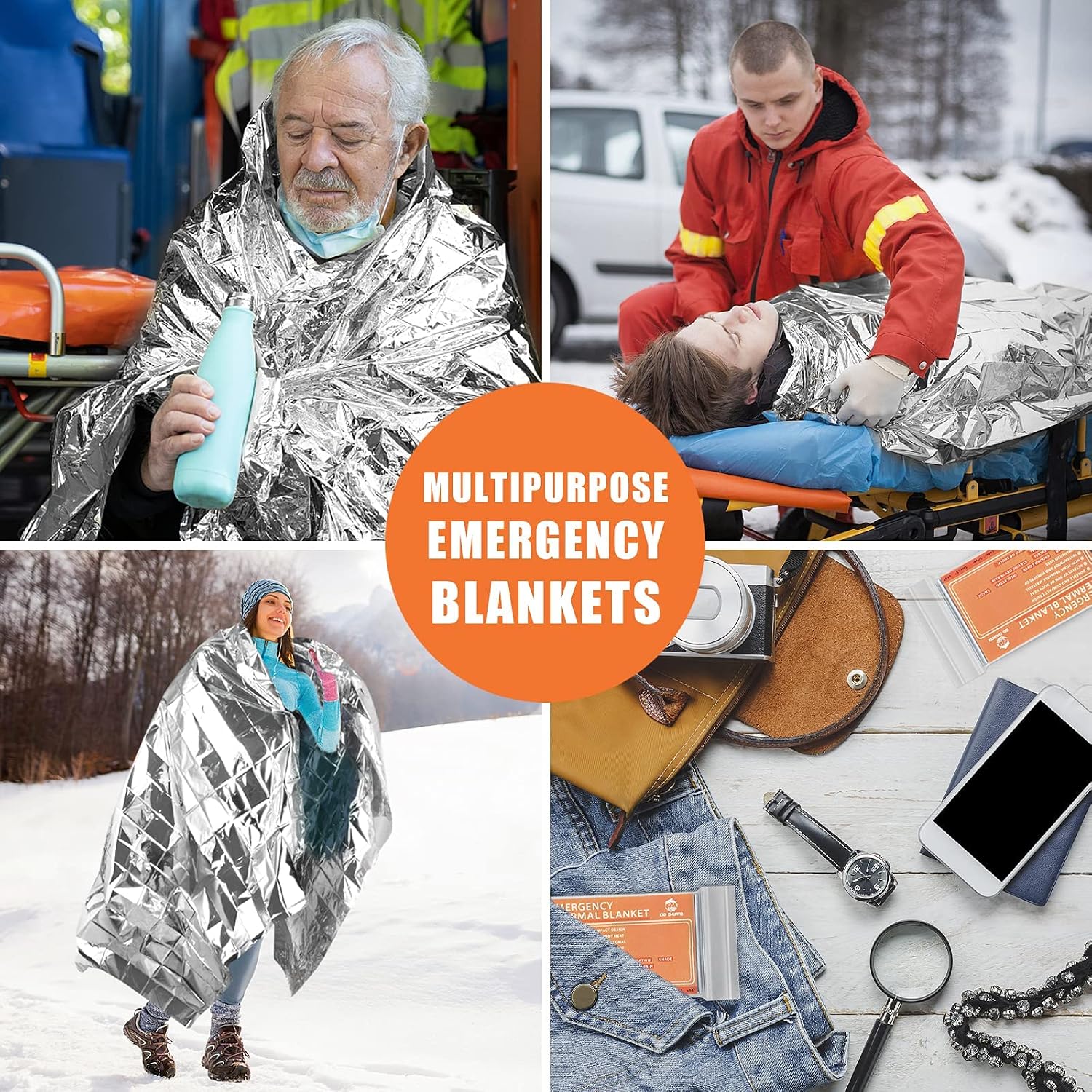 QIO CHUANG Emergency Mylar Thermal Blankets -Space Blanket Survival kit Camping Blanket (4-Pack). Perfect for Outdoors, Hiking, Survival, Bug Out Bag ,Marathons or First Aid 1 - Image 4