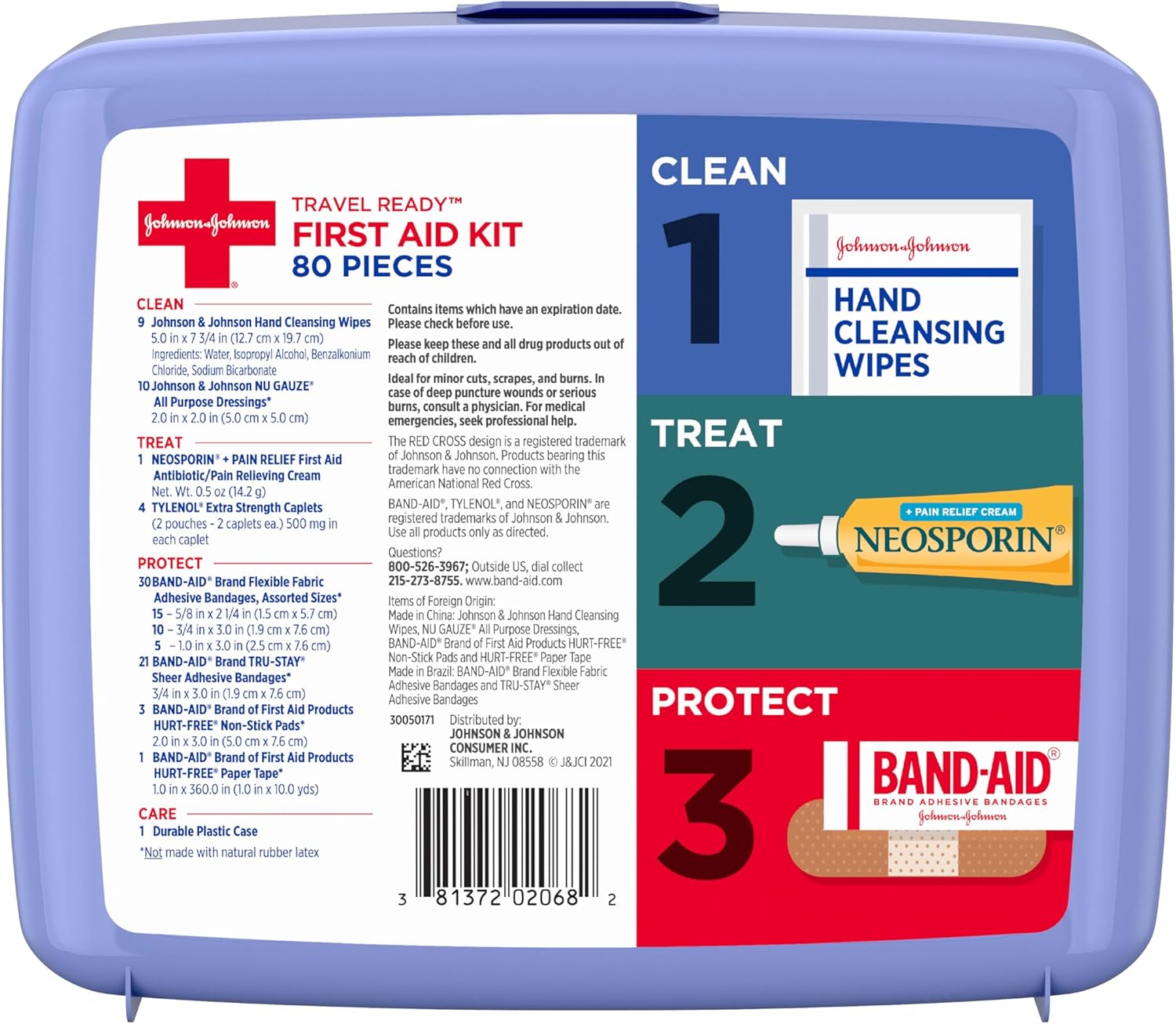BAND-AID Brand Travel Ready Portable Emergency First Aid Kit, Minor Wound Care, Perfect for Home, Car, Camping, Travel & Outdoor Essentials, Supplies Include Bandages, Neosporin & Tylenol, 80 Piece - Image 8