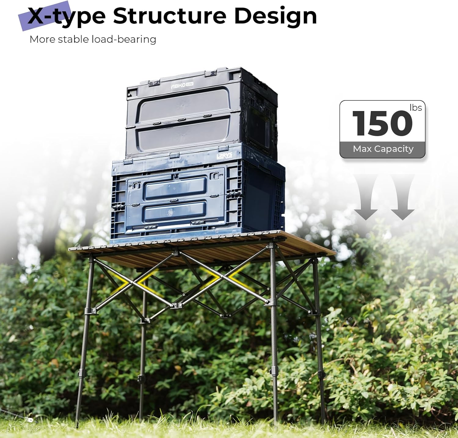 Byliable Camping Table Folding Portable Camp Aluminum Fold Up Lightweight Roll Up Table Adjustable Height with Carry Bag Indoor Outdoor for Camping, Picnic, Backyard, BBQ, Patio, Wood Grain - Image 6