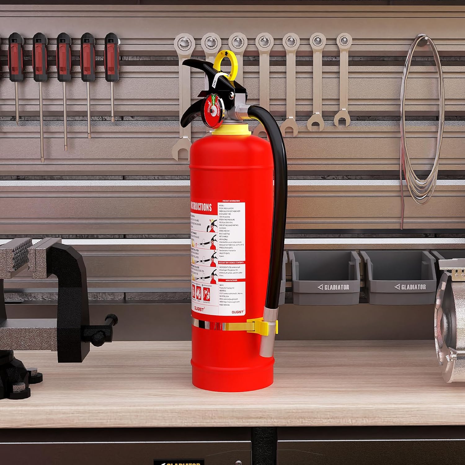 Ougist ABC Dry Chemical Fire Extinguisher, 5 lb – 2-A:10-B:C Rated for Home, Office & Vehicle, Quick Release, Easy-Grip Handle, Ideal for Electrical & Grease Fires, Car Extinguisher, Model FF2KG - Image 7