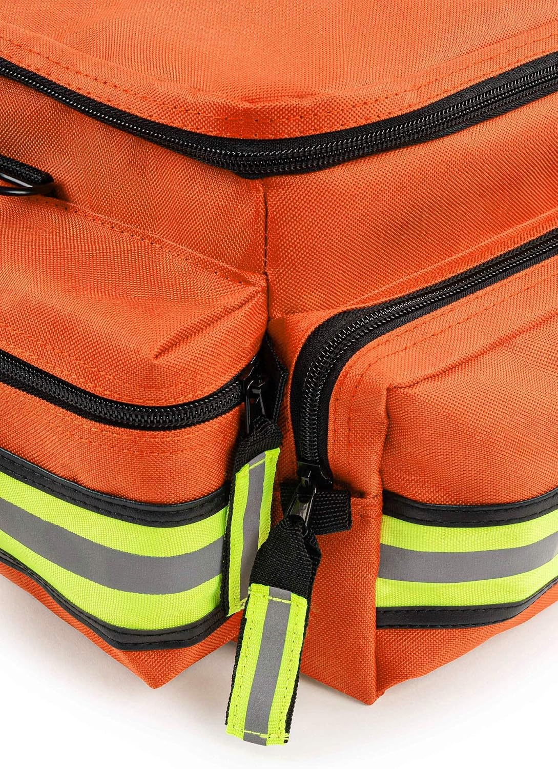 Scherber First Responder Fully-Stocked Professional Essentials EMT/EMS Trauma Kit | HSA/FSA Approved | Reflective Bag w/8 Zippered Pockets & Compartments & 200+ First Aid Supplies - Orange - Image 5